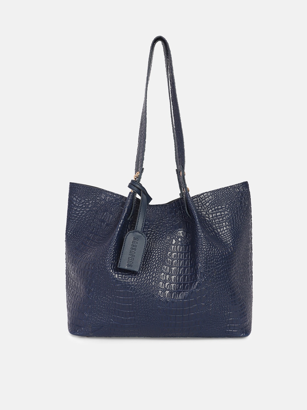 

SASSAFRAS Blue Animal Textured Structured Tote Bag