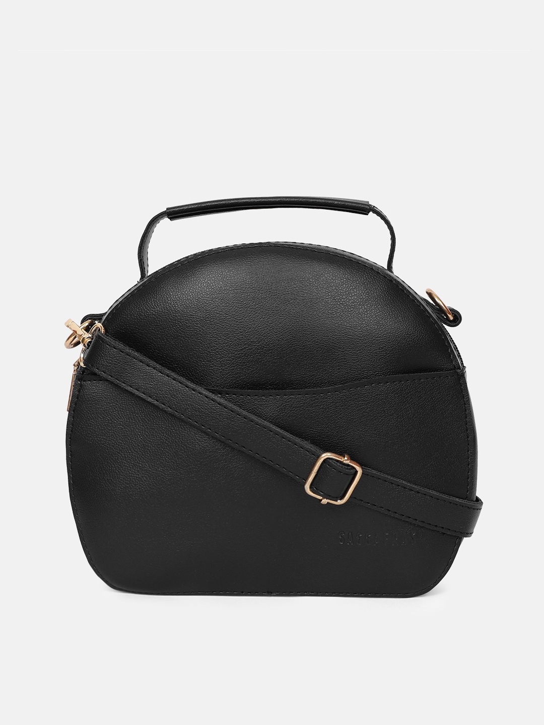 

SASSAFRAS Black PU Structured Sling Bag with Tasselled