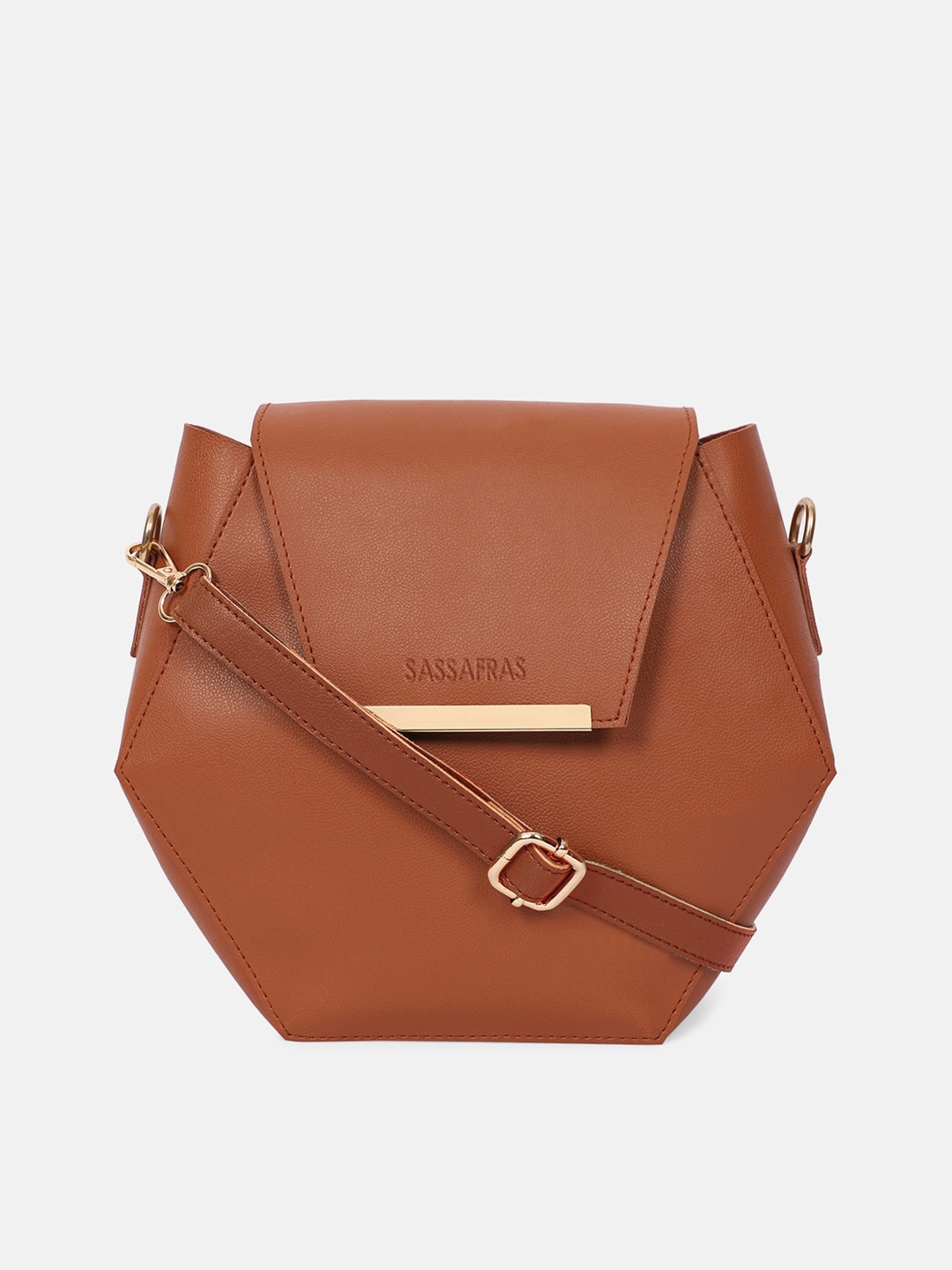 

SASSAFRAS Brown PU Structured Sling Bag