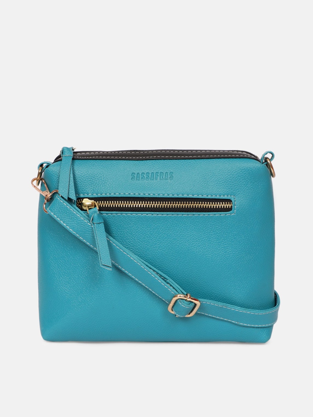 

SASSAFRAS Turquoise Blue PU Structured Sling Bag