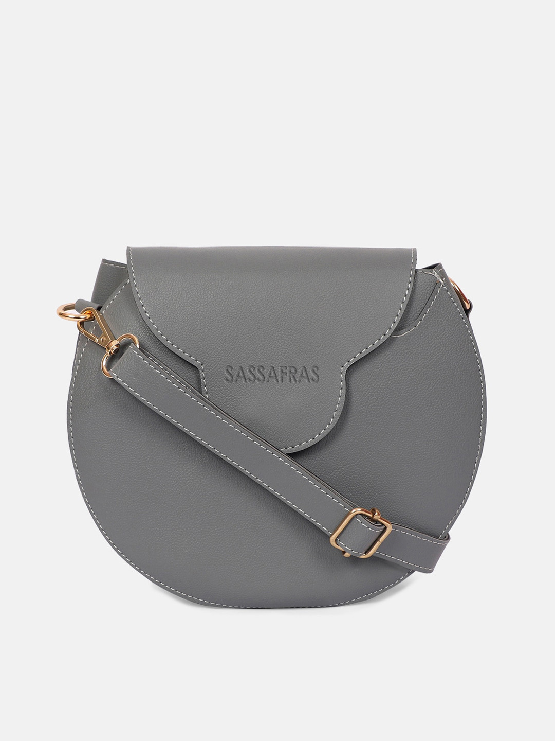 

SASSAFRAS Grey PU Half Moon Sling Bag