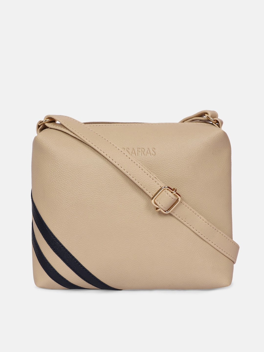 

SASSAFRAS Beige PU Structured Sling Bag with Tasselled