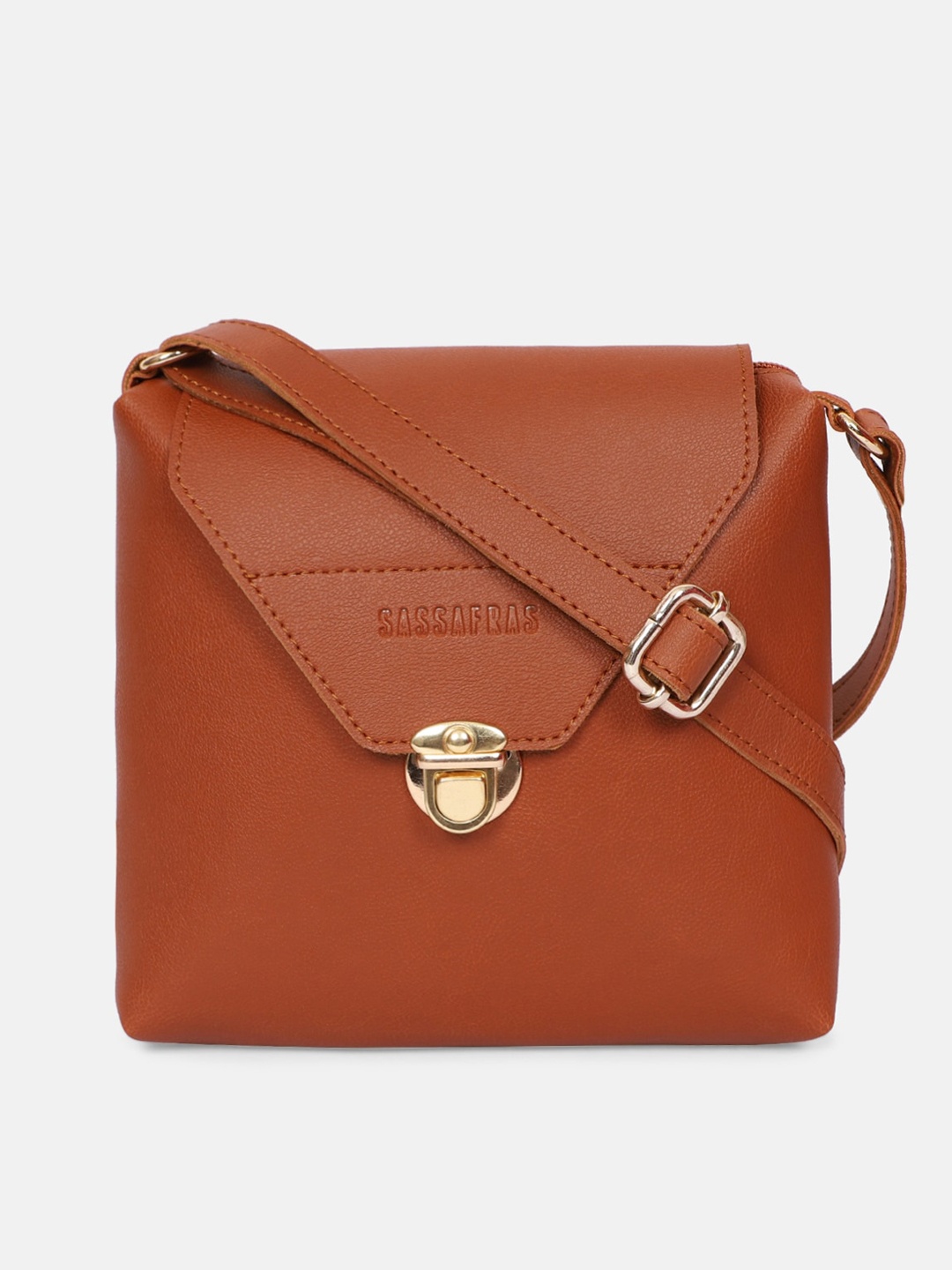 

SASSAFRAS Tan Brown Structured Sling Bag