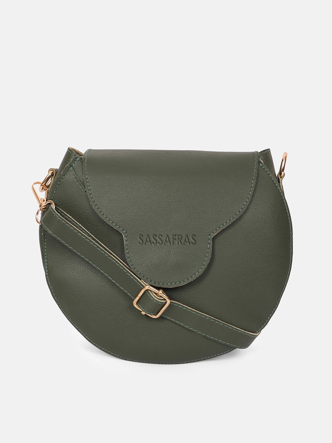 

SASSAFRAS Green PU Half Moon Sling Bag