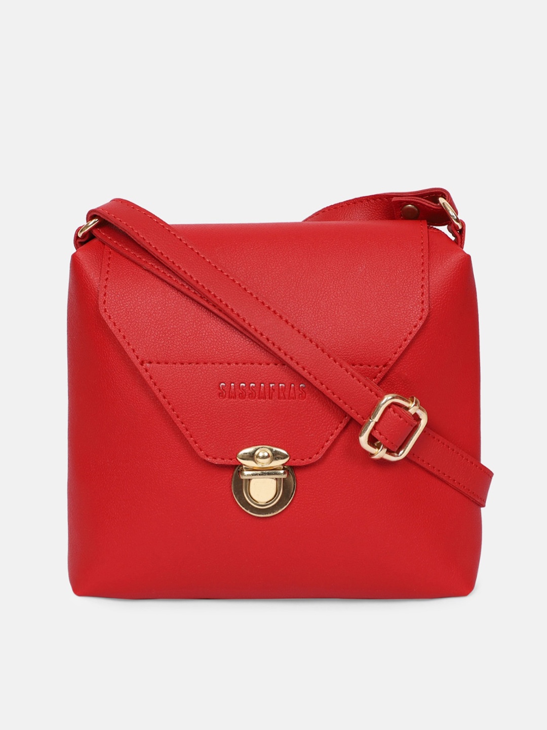 

SASSAFRAS Women Red Solid PU Structured Sling Bag