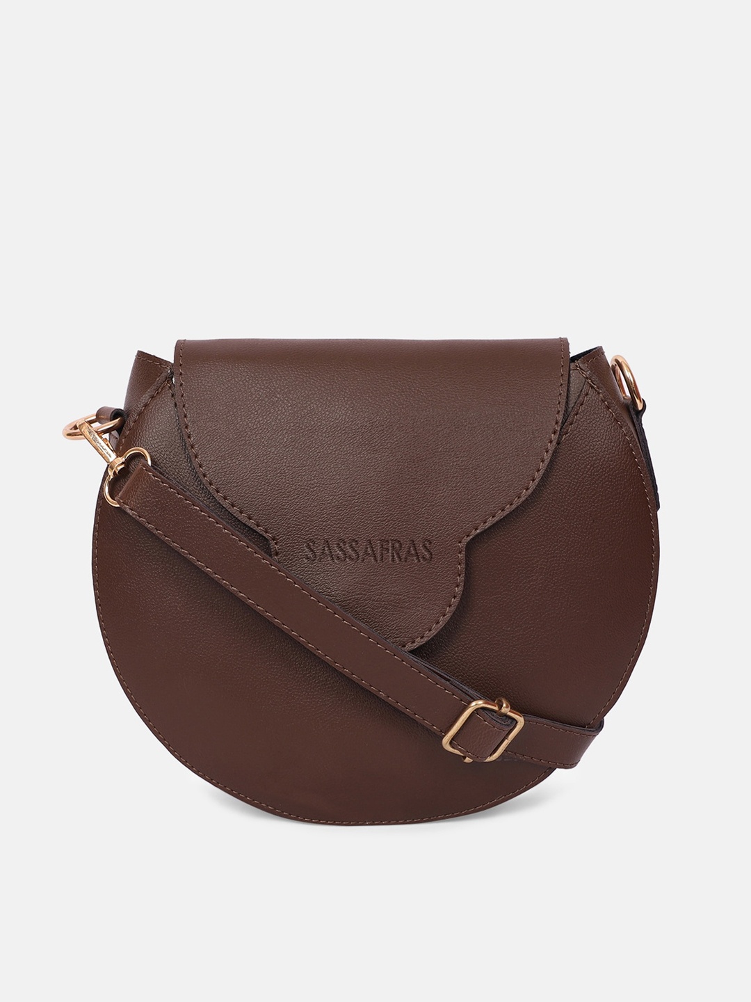 

SASSAFRAS Brown PU Half Moon Sling Bag