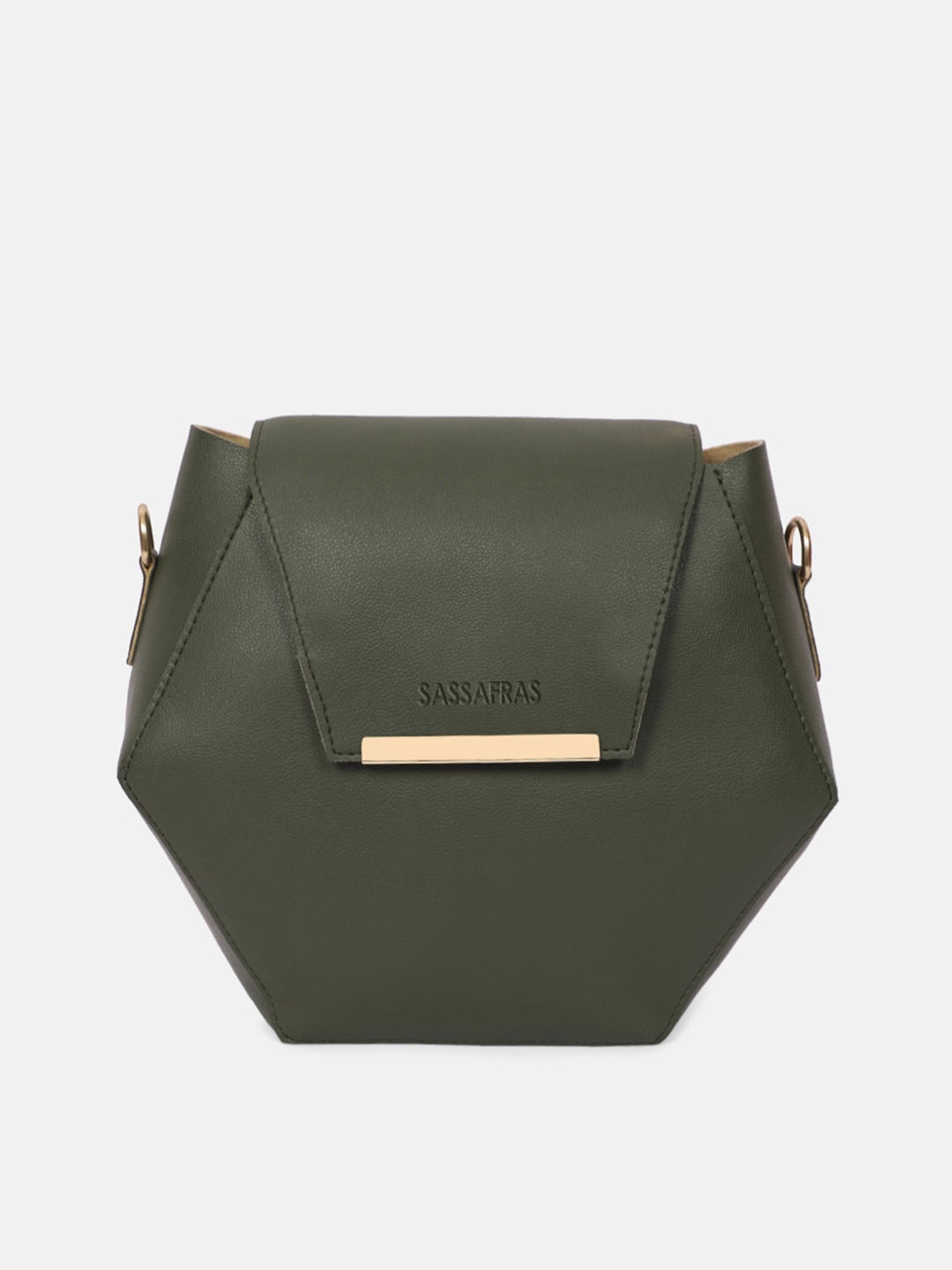 

SASSAFRAS Olive Green PU Structured Sling Bag