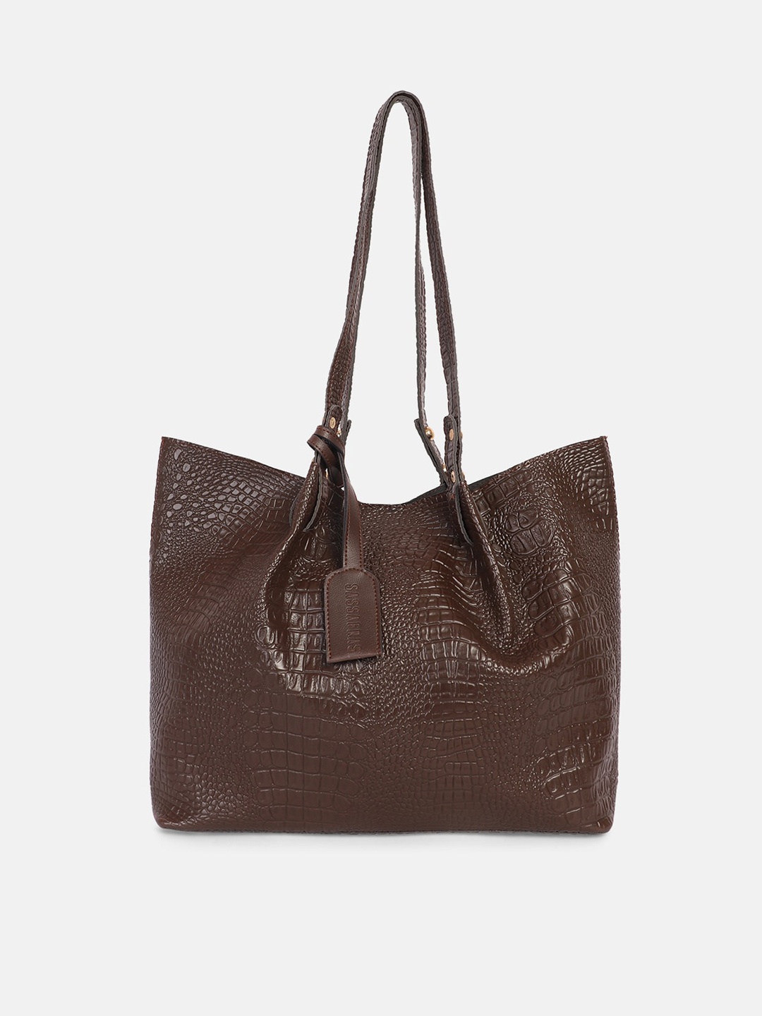 

SASSAFRAS Brown Animal Textured Shopper Tote Bag