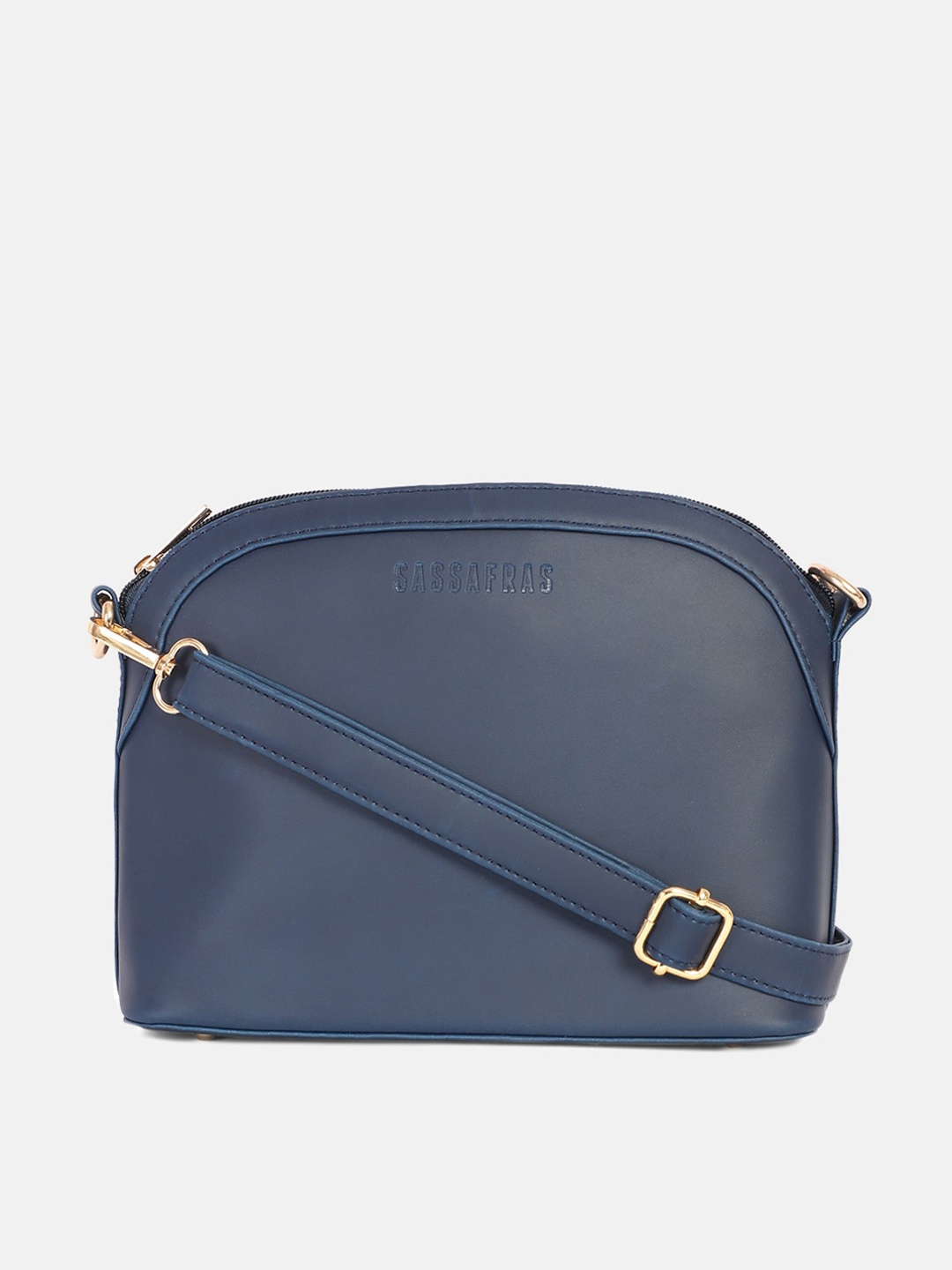 

SASSAFRAS Women Blue Solid PU Structured Sling Bag