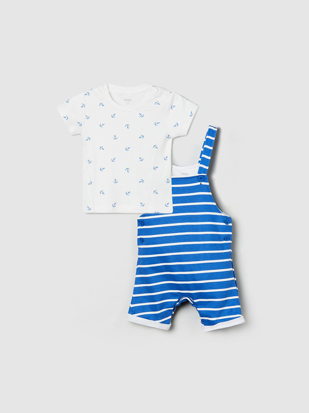 

max Boys Multicoloured Printed with Overall Bottom Pure Cotton Clothing Set, Multi