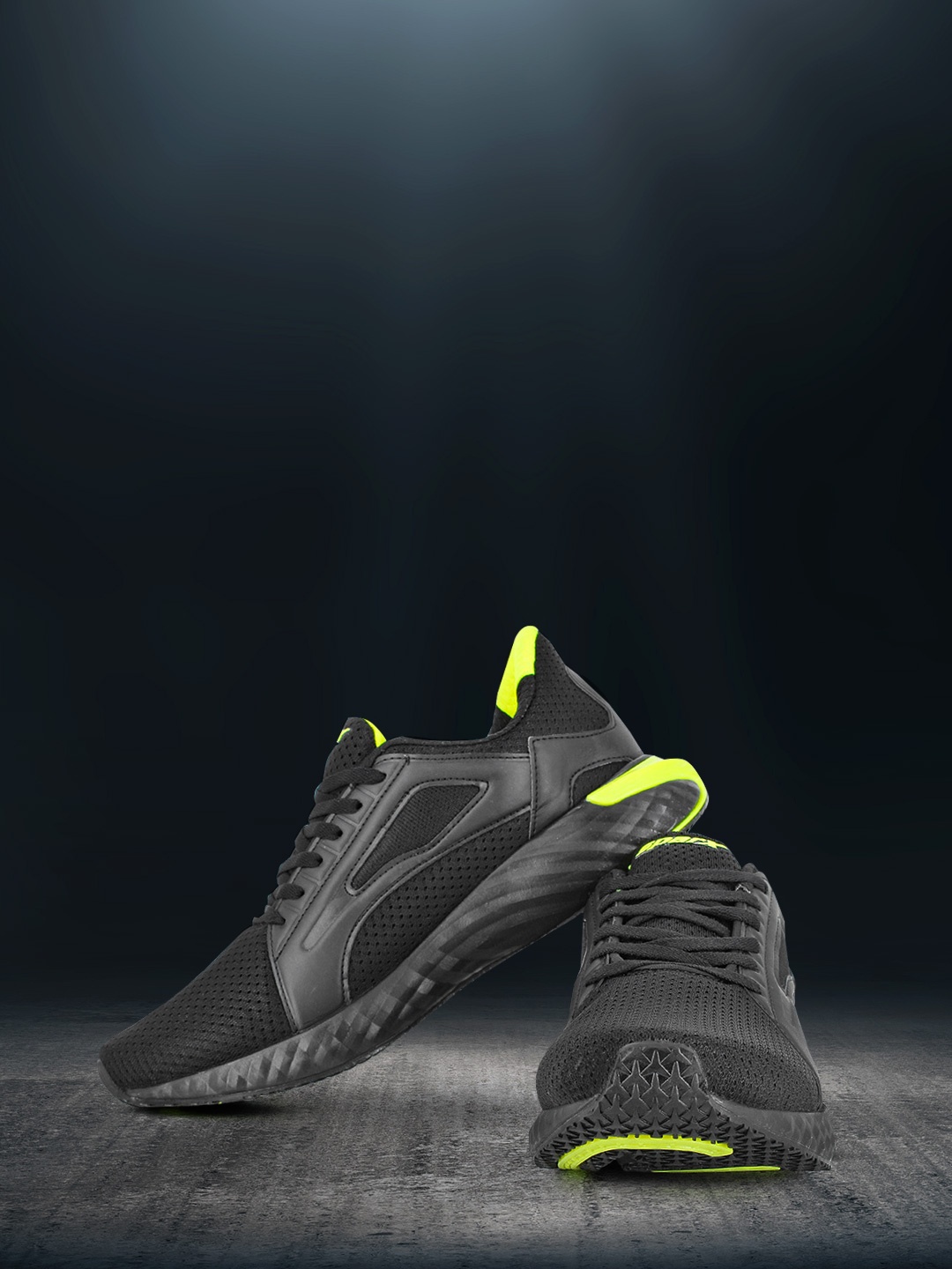 

Sparx Men Black & Neon Green Mesh Running Non-Marking Shoes