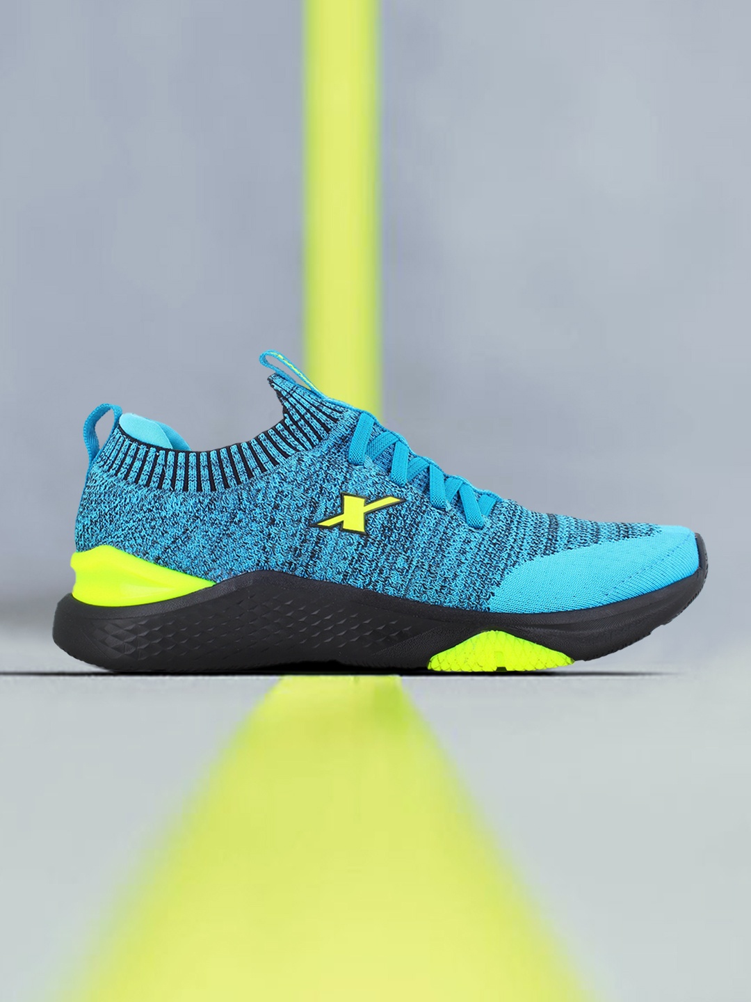 

Sparx Men Blue & Fluorescent Green Mesh Running Non-Marking Shoes