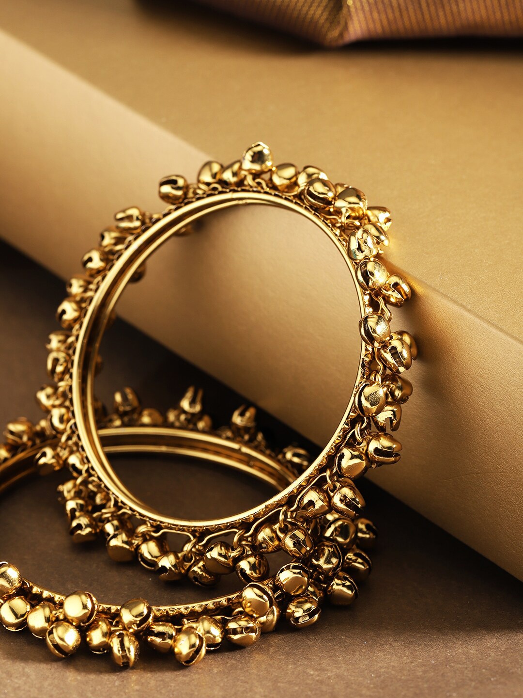 

Priyaasi Women Set Of 2 Gold-Plated Gunghroo Bangles