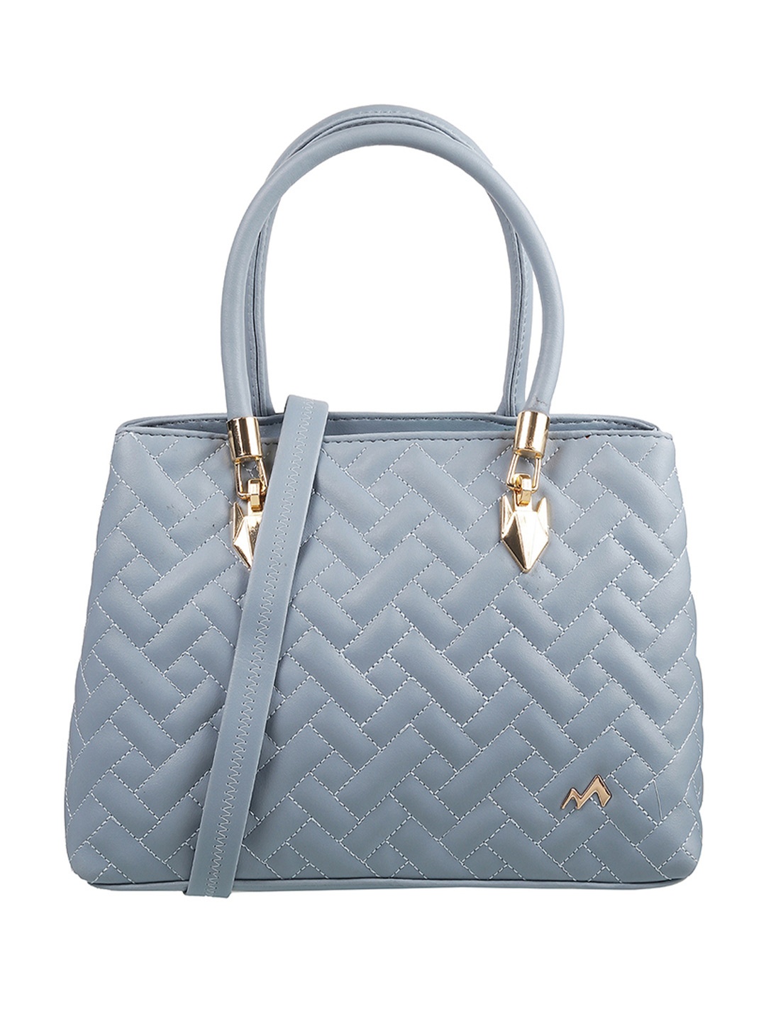 

Metro Women Blue Textured Structured Handheld Bag with Quilted