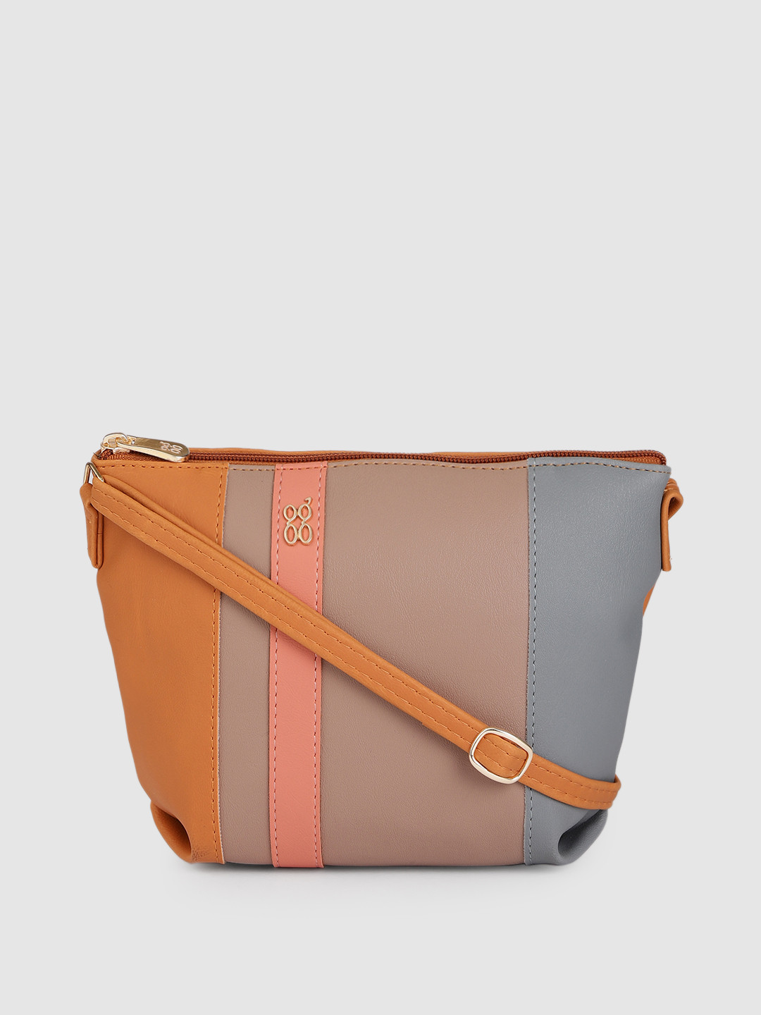 

Baggit Mustard Yellow & Grey Colourblocked Structured Sling Bag