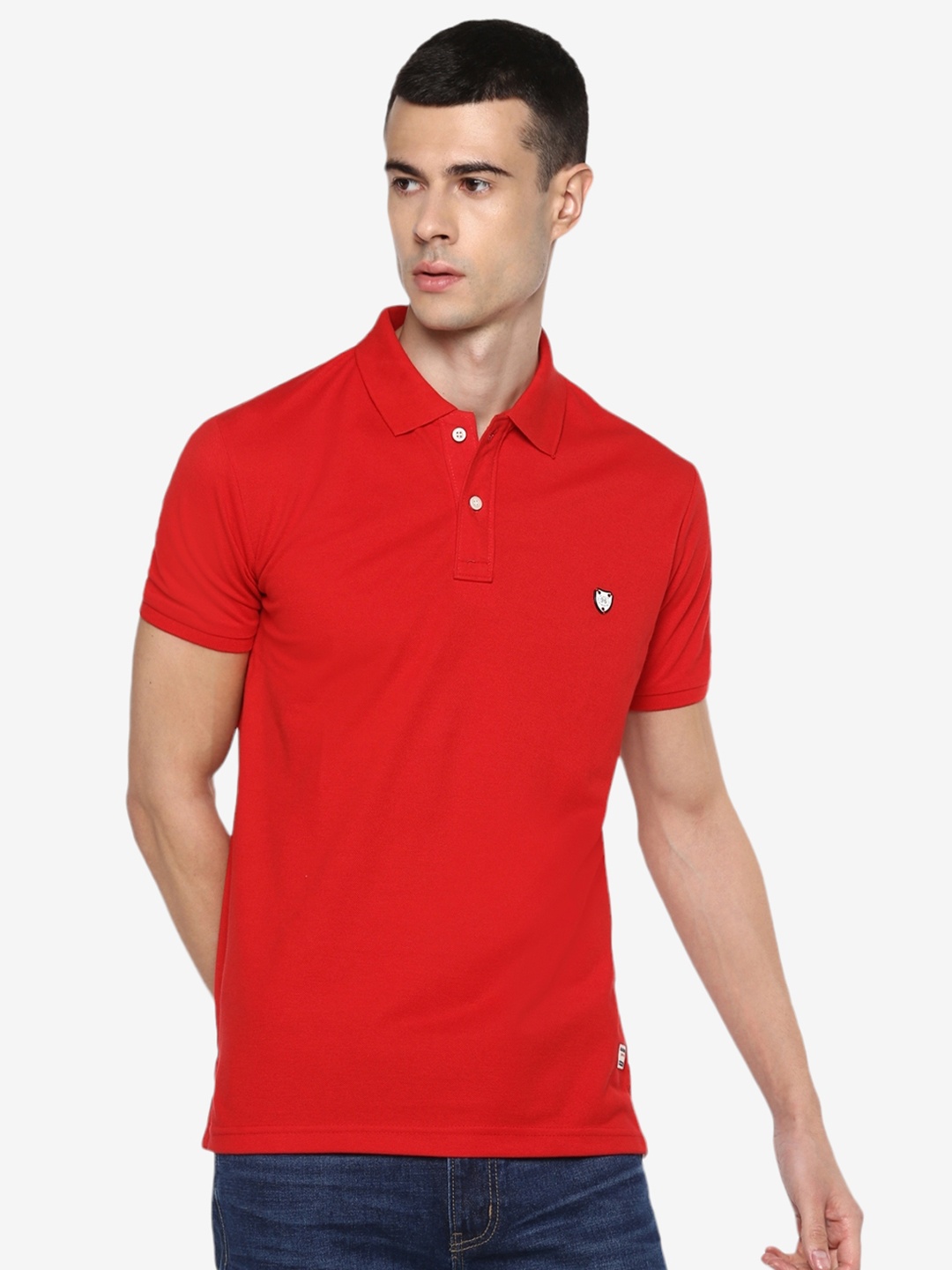 

Alan Jones Men Red Polo Collar Slim Fit T-shirt