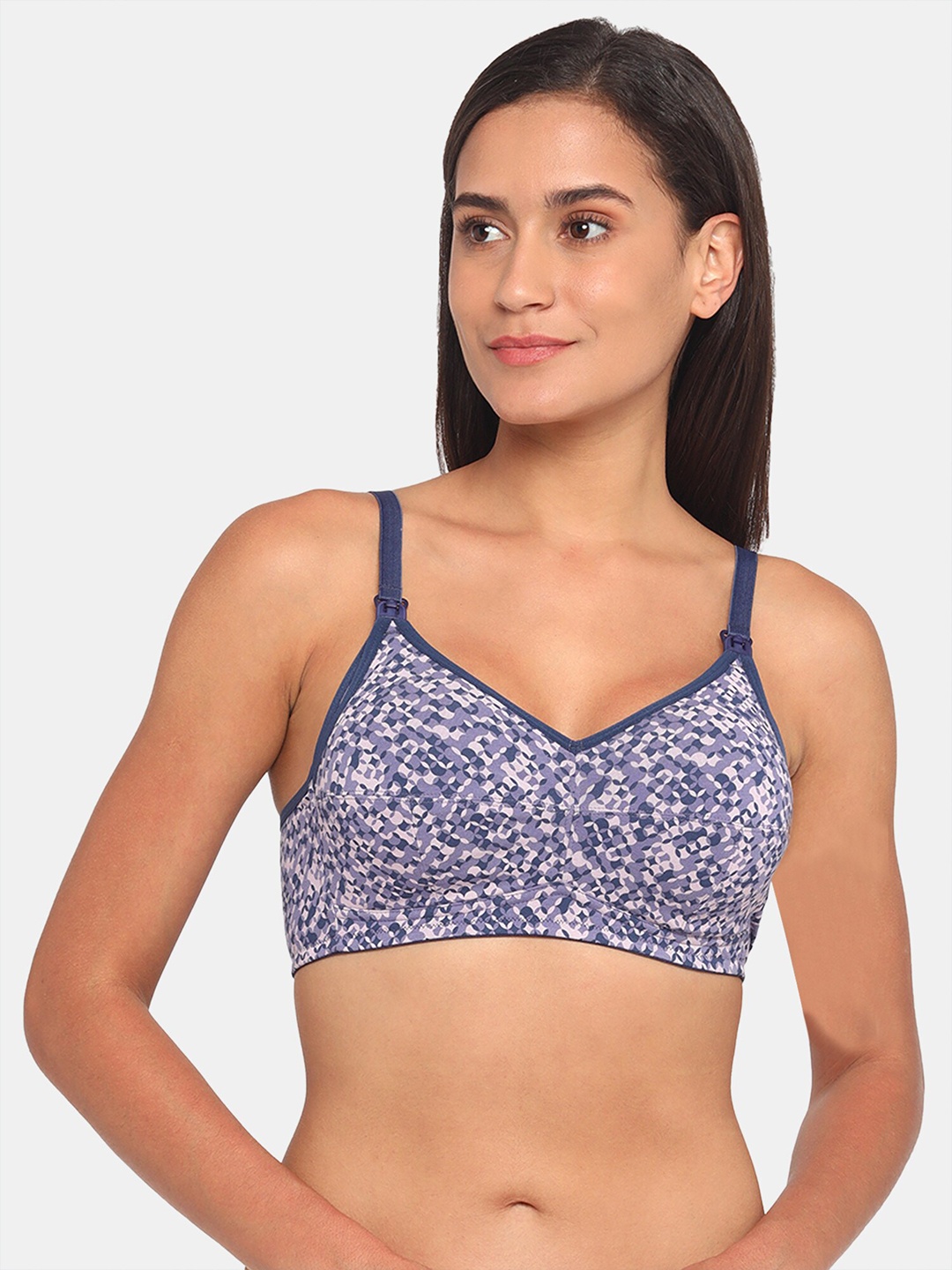 

Zivame Blue & White Abstract Printed Maternity Bra
