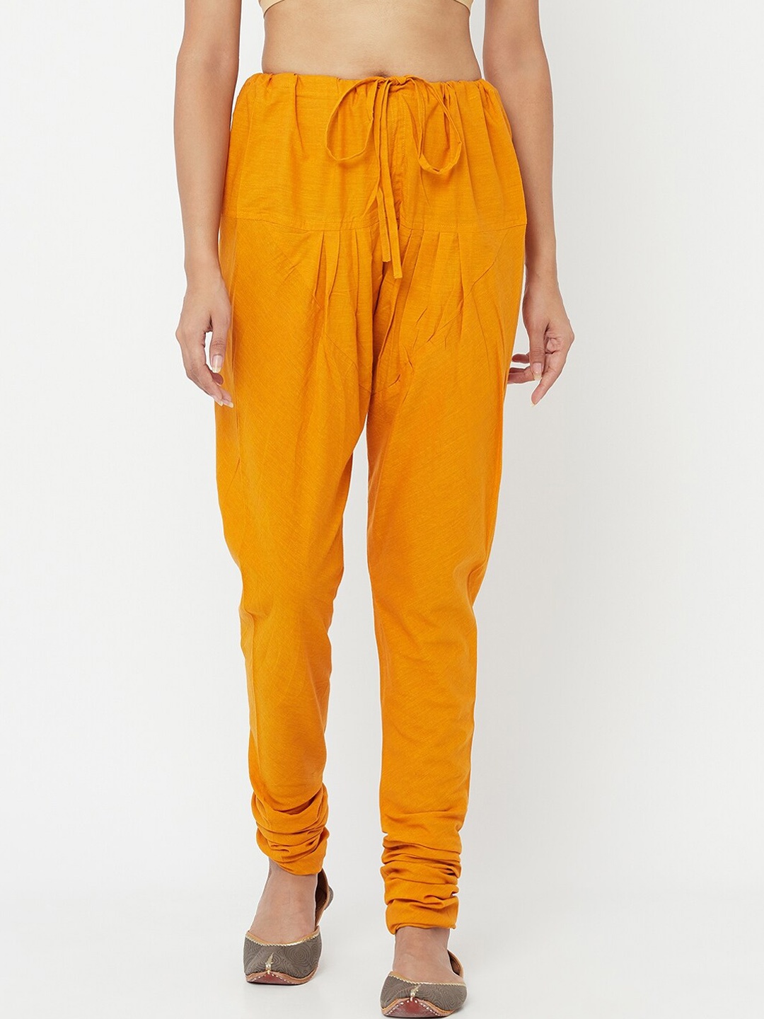 

Fabindia Women Orange Solid Straight-Fit Cotton Churidar