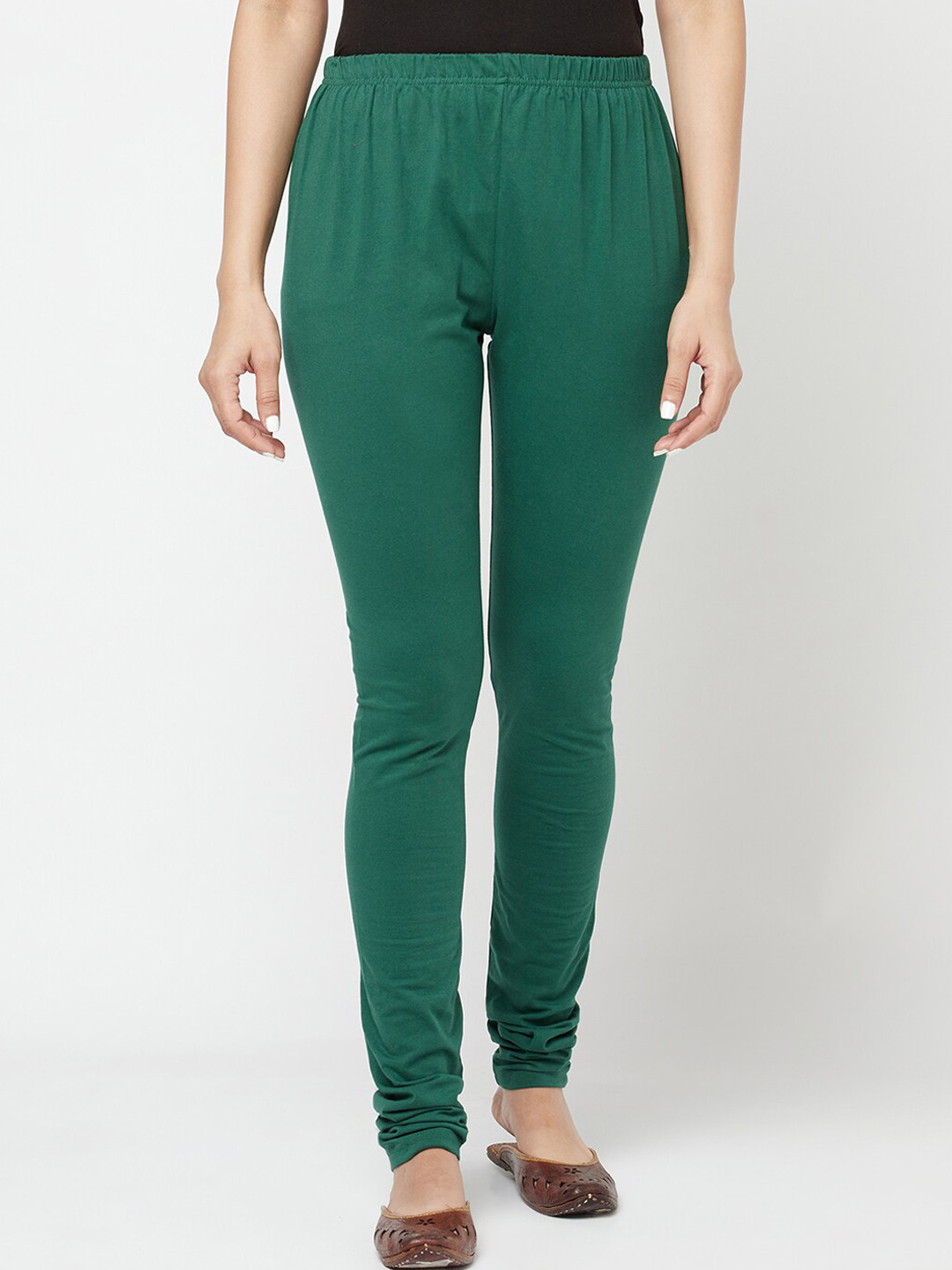 

Fabindia Women Green Solid Cotton Regular Churidar