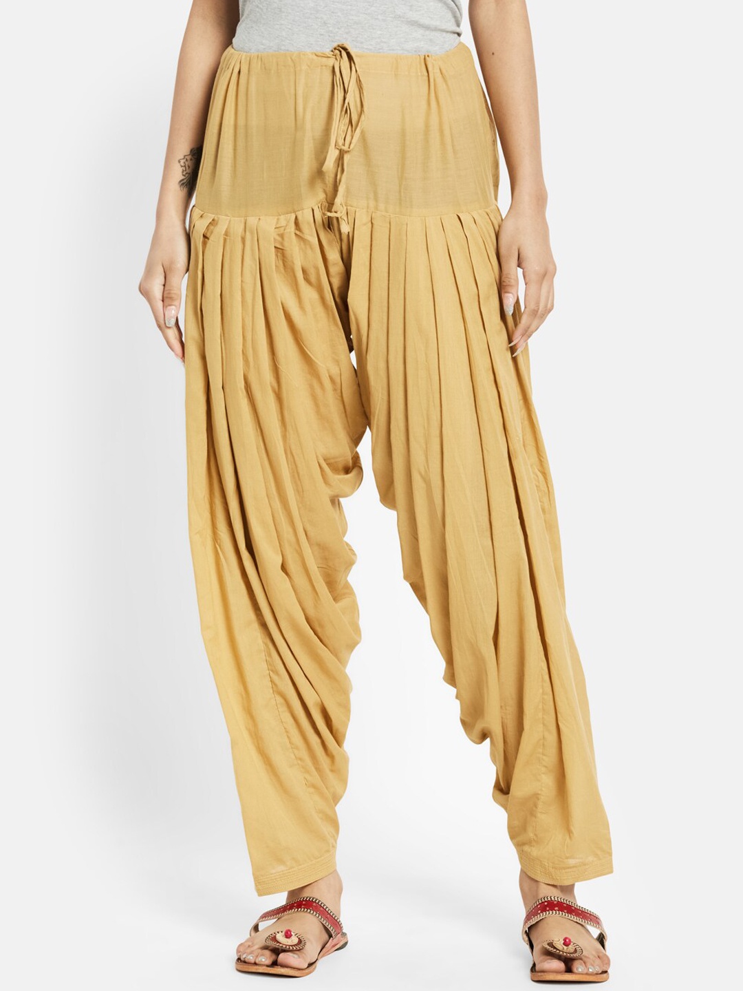 

Fabindia Women Beige Solid Straight-Fit Cotton Patiala