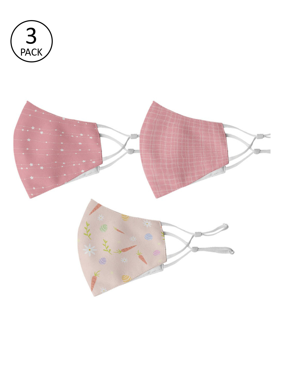 

Crazy Corner Set Of 3 Pure Cotton Outdoor Masks, Pink