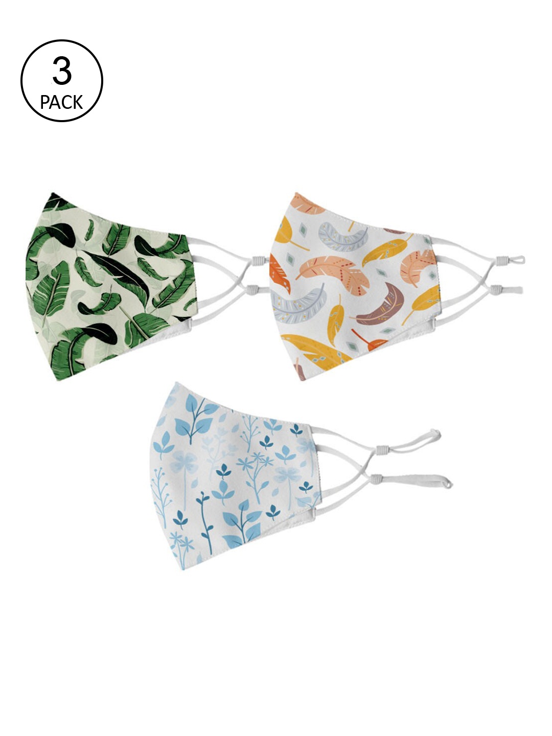 

Crazy Corner Set of 3 Printed Reusable Cloth Mask, White