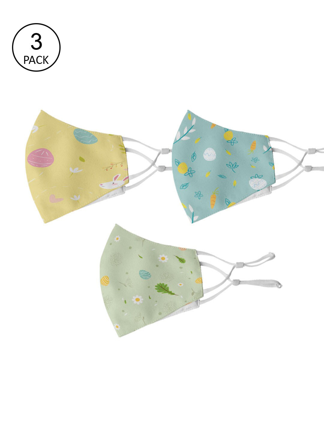 

Crazy Corner Pack Of 3 Printed & 2-ply Reusable Outdoor Masks, Blue