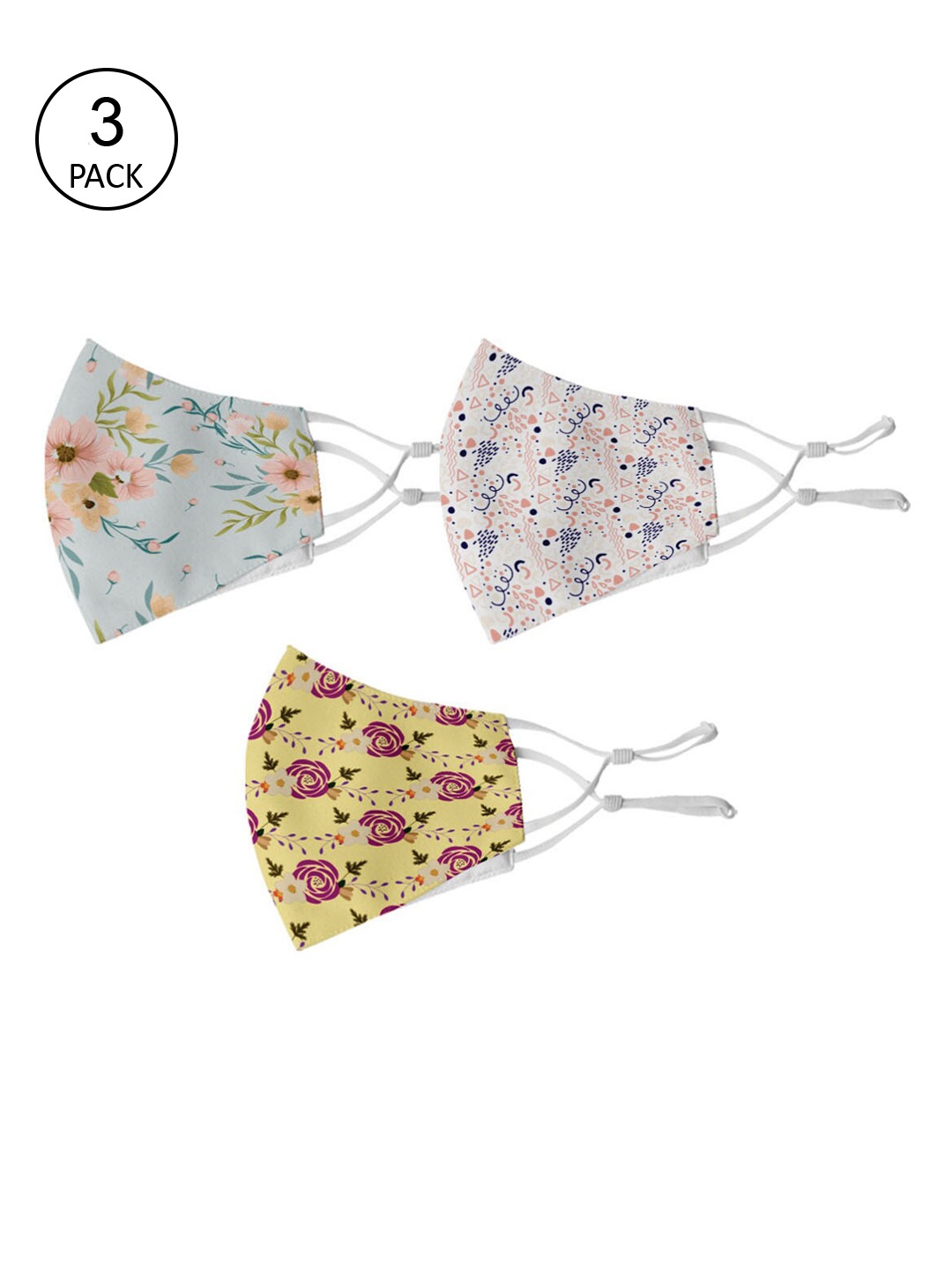 

Crazy Corner Pack of 3 Printed 2 Ply Reusable Protective Outdoor Mask, Yellow
