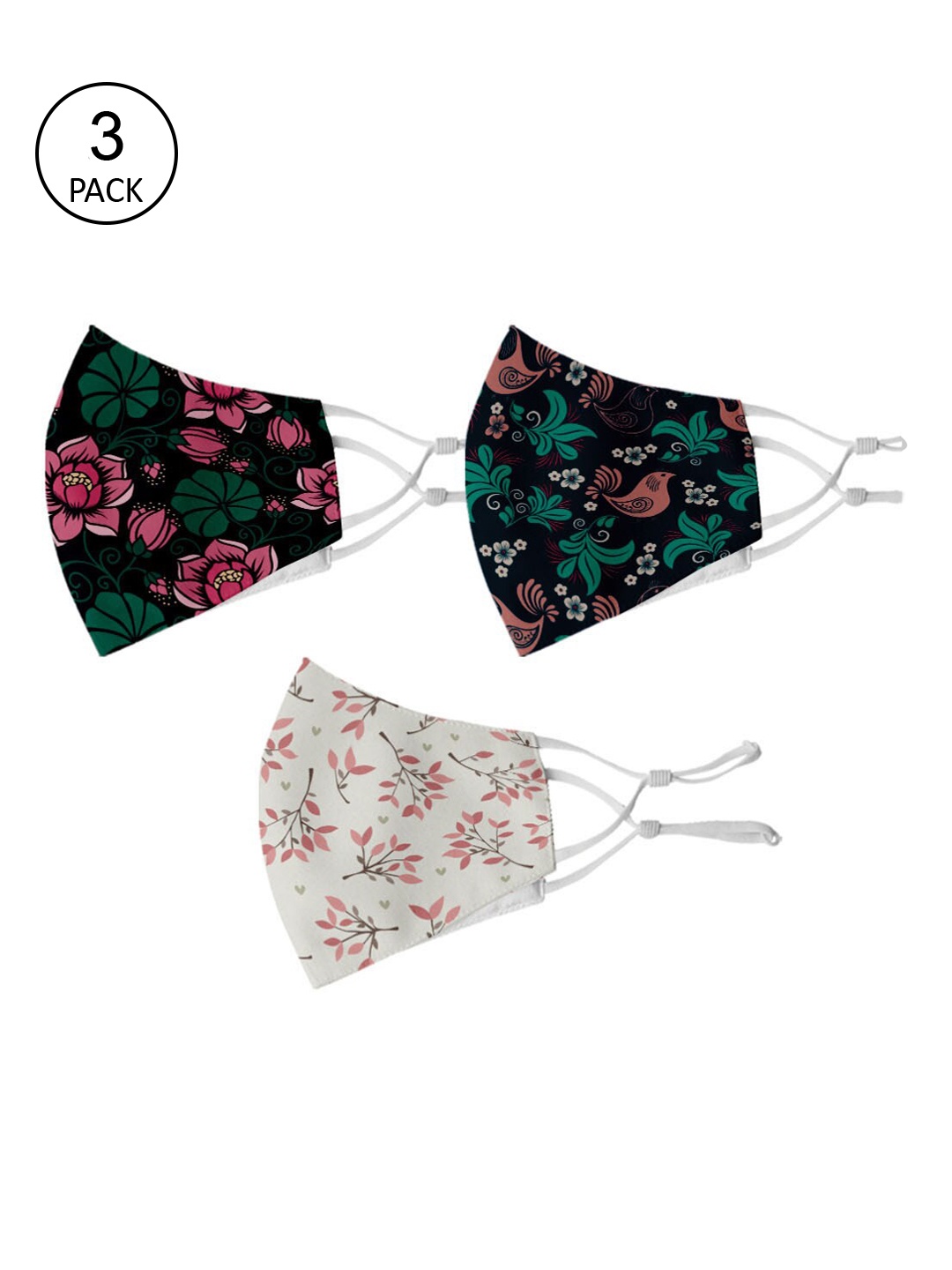 

Crazy Corner Pack of 3 Pink & White Printed Anti Dust Cloth Face Masks