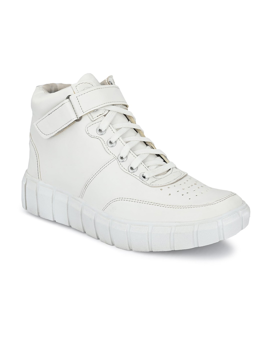 

mr wonker Men White High-Top Lace-Up Sneakers