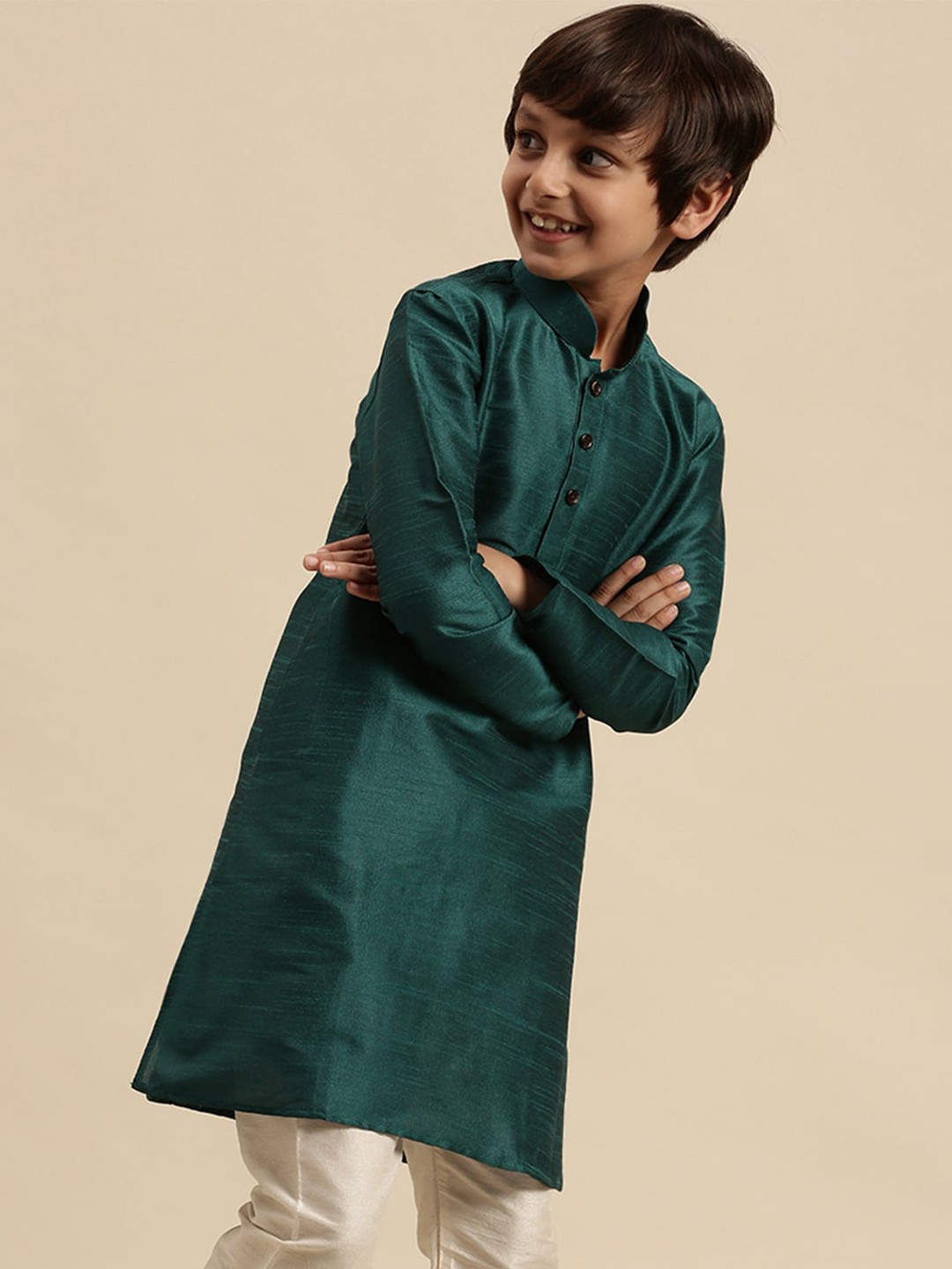 

Sanwara Boys Green Solid Kurta