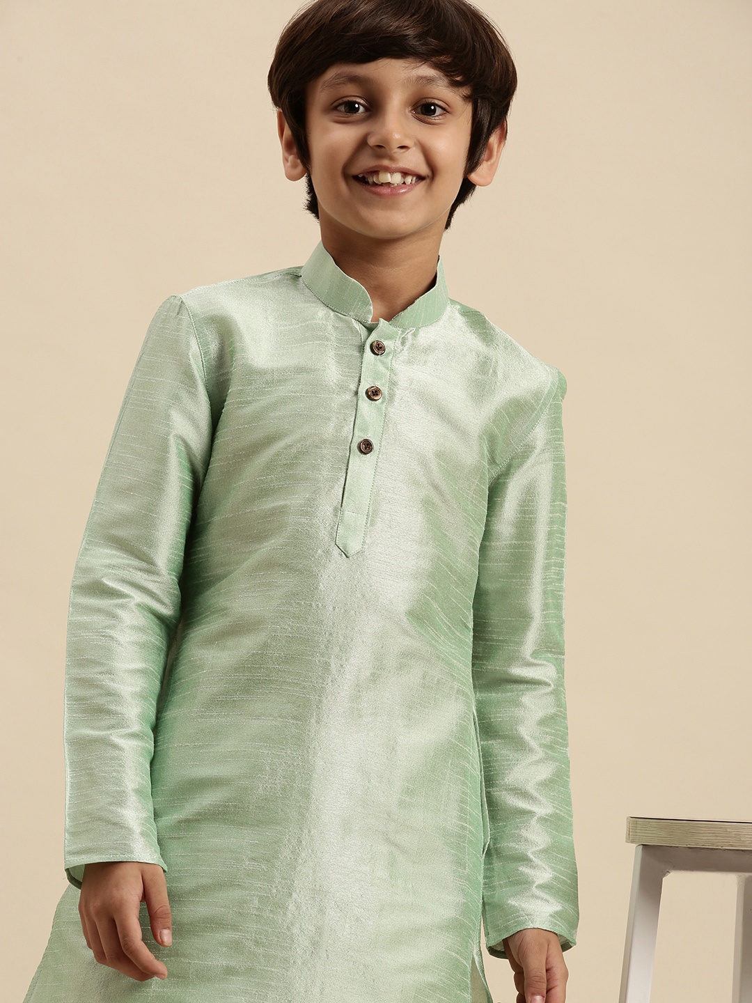 

Sanwara Boys Green Solid Kurta