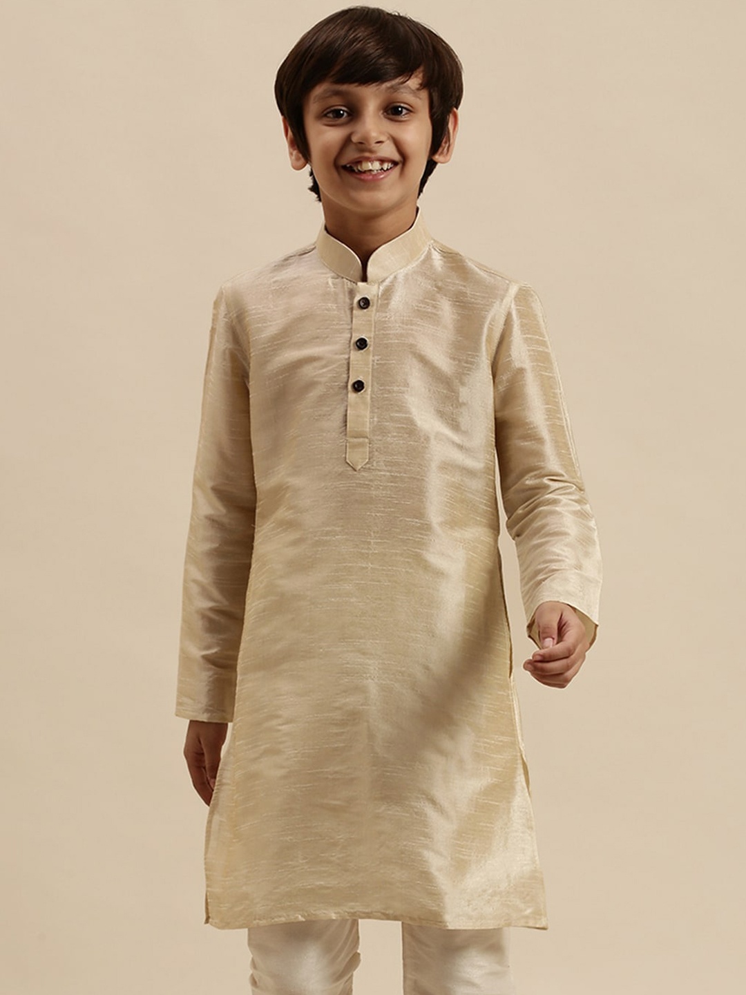 

Sanwara Boys Beige-Coloured Pastel Art Silk Kurta