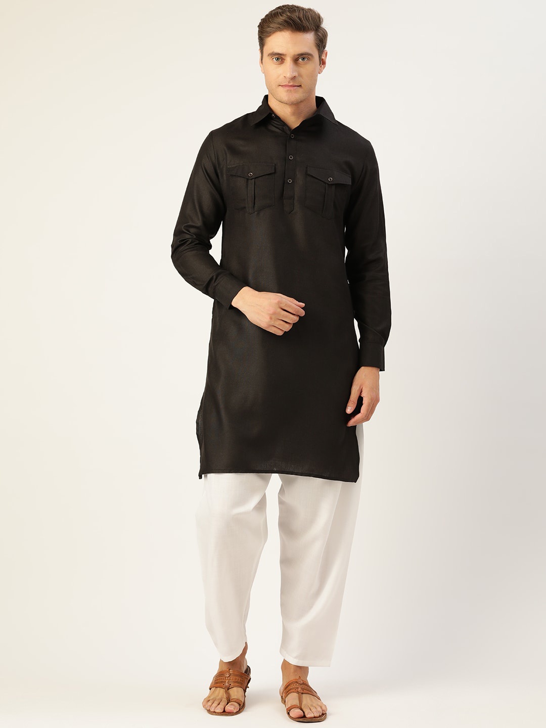 

Molly & Michel Men Black Solid Kurta