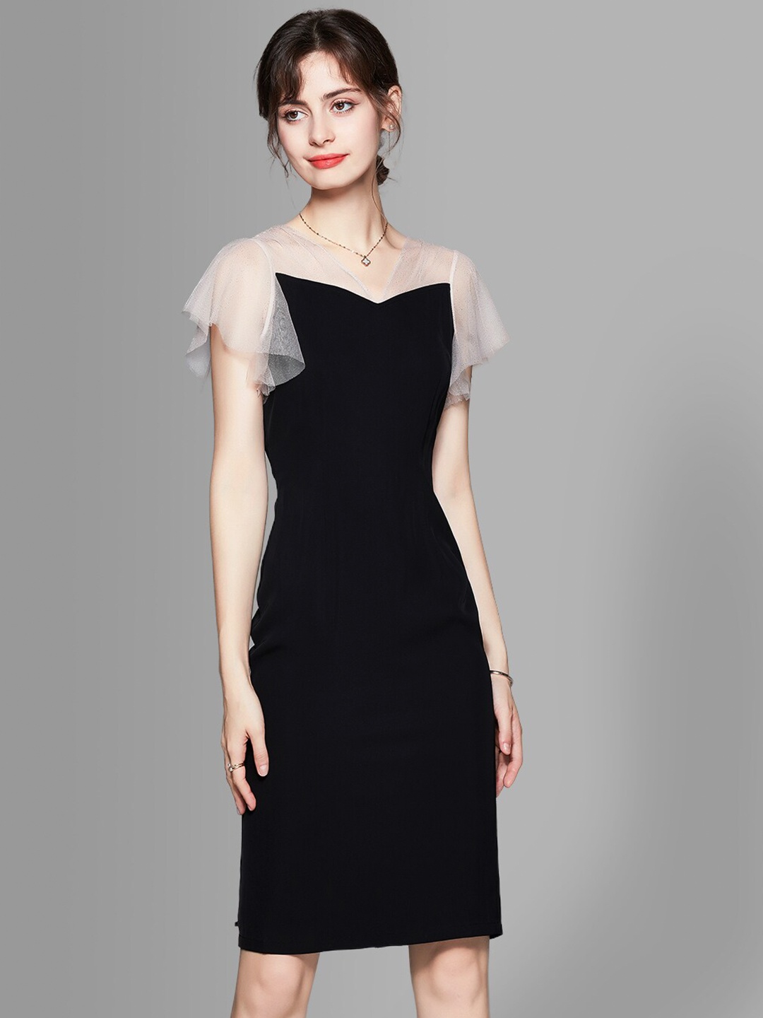 

JC Collection Women Black Sheath Dress
