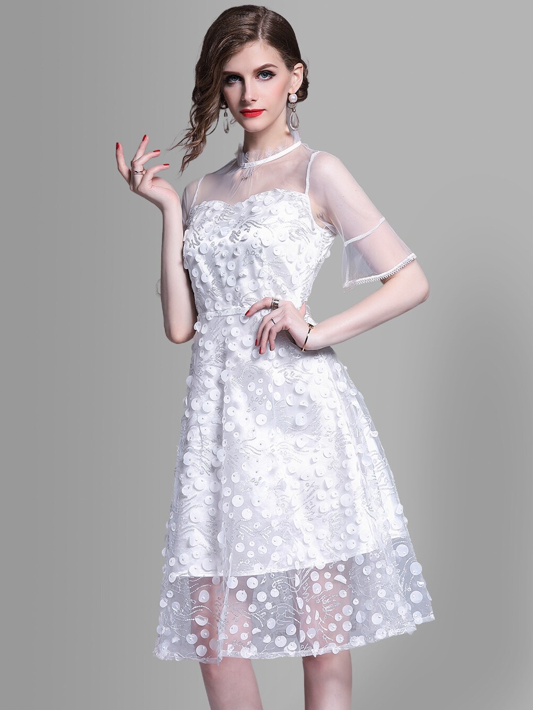 

JC Collection White Embellished Dress