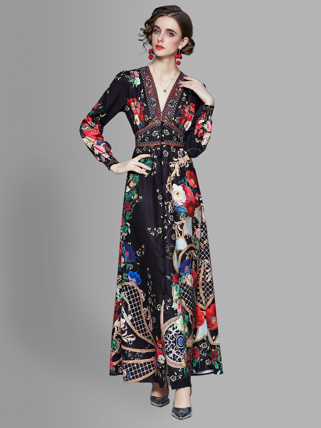 

JC Collection Black Floral Maxi Dress