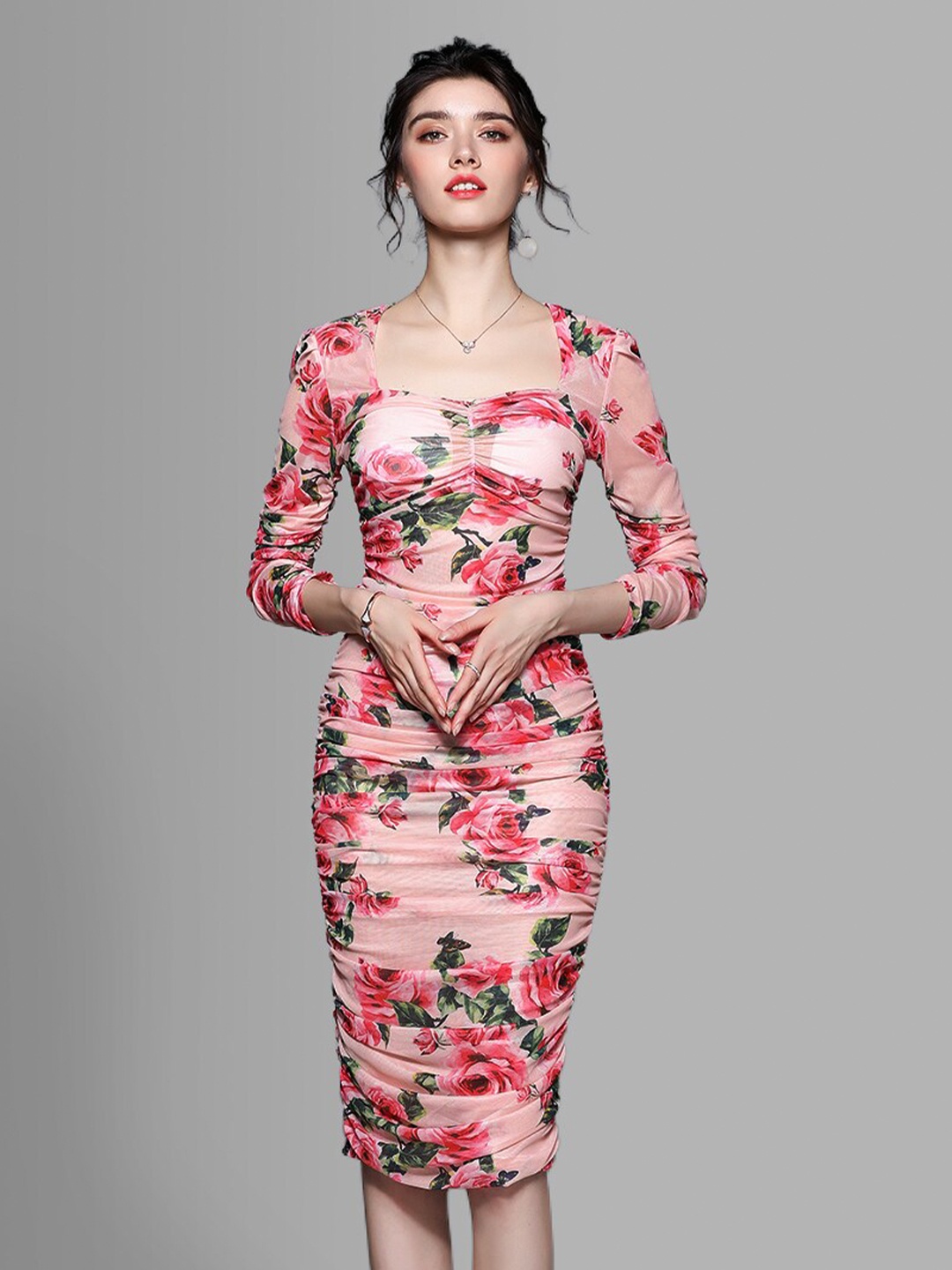 

JC Collection Pink Floral Bodycon Dress
