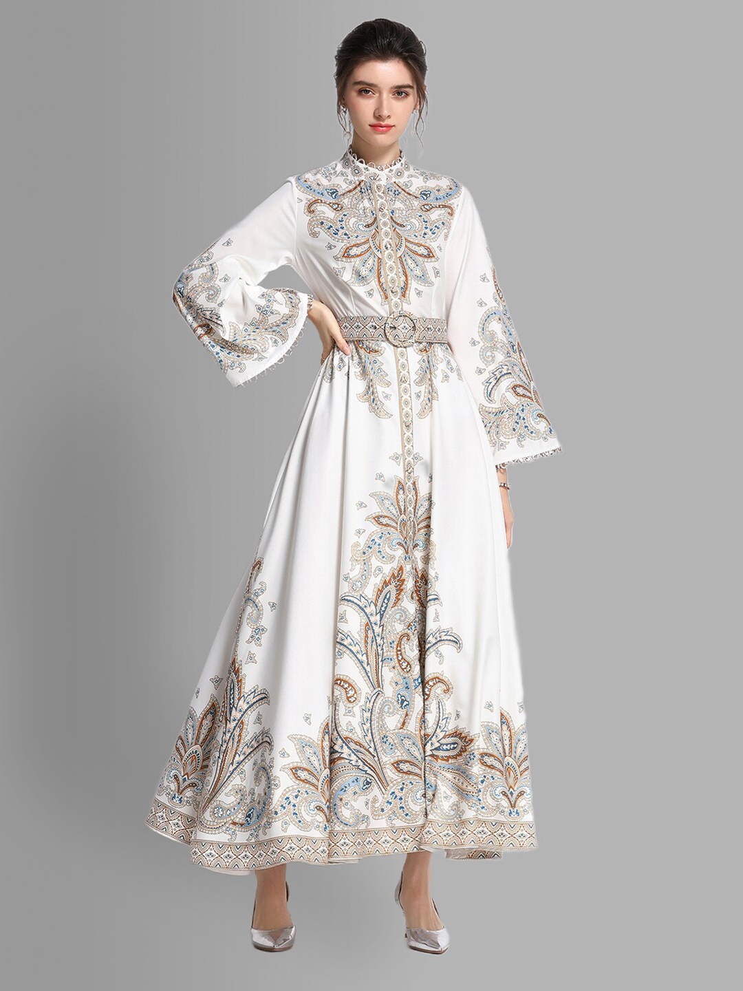 

JC Collection Women White Ethnic Motifs Maxi Dress