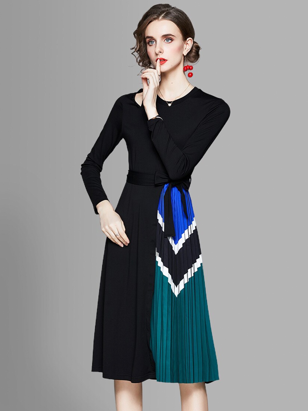 

JC Collection Navy Blue Colourblocked Dress