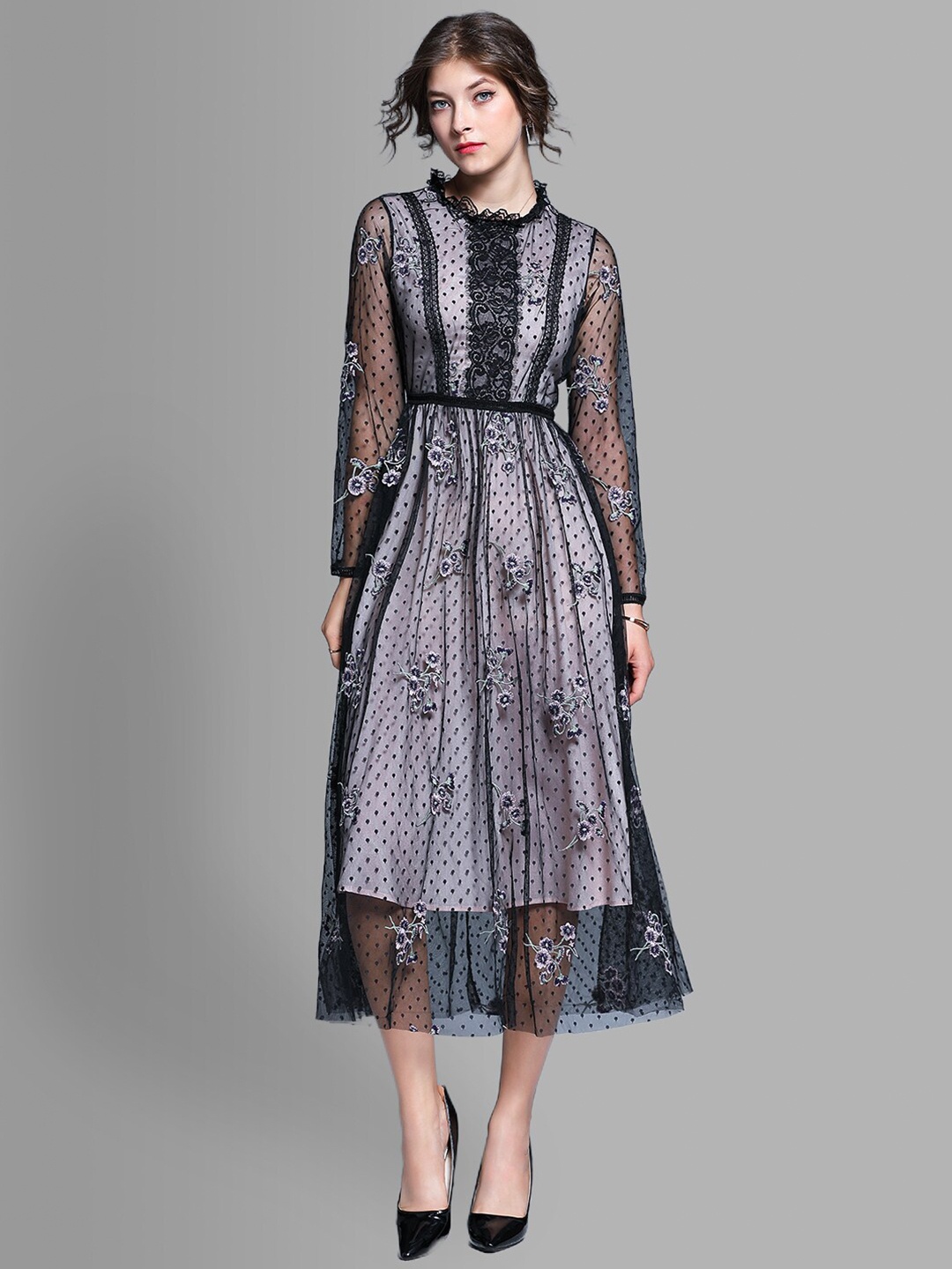 

JC Collection Multicoloured Ethnic Motifs Embroidered Midi Dress, Multi