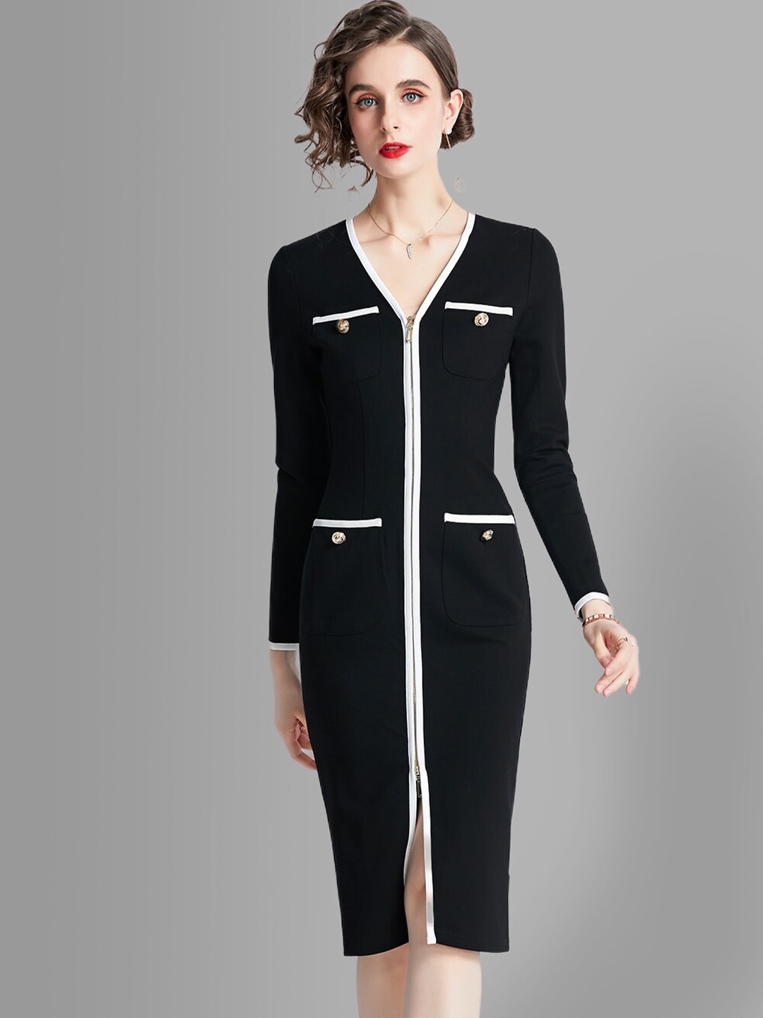 

JC Collection Black Sheath Solid Dress