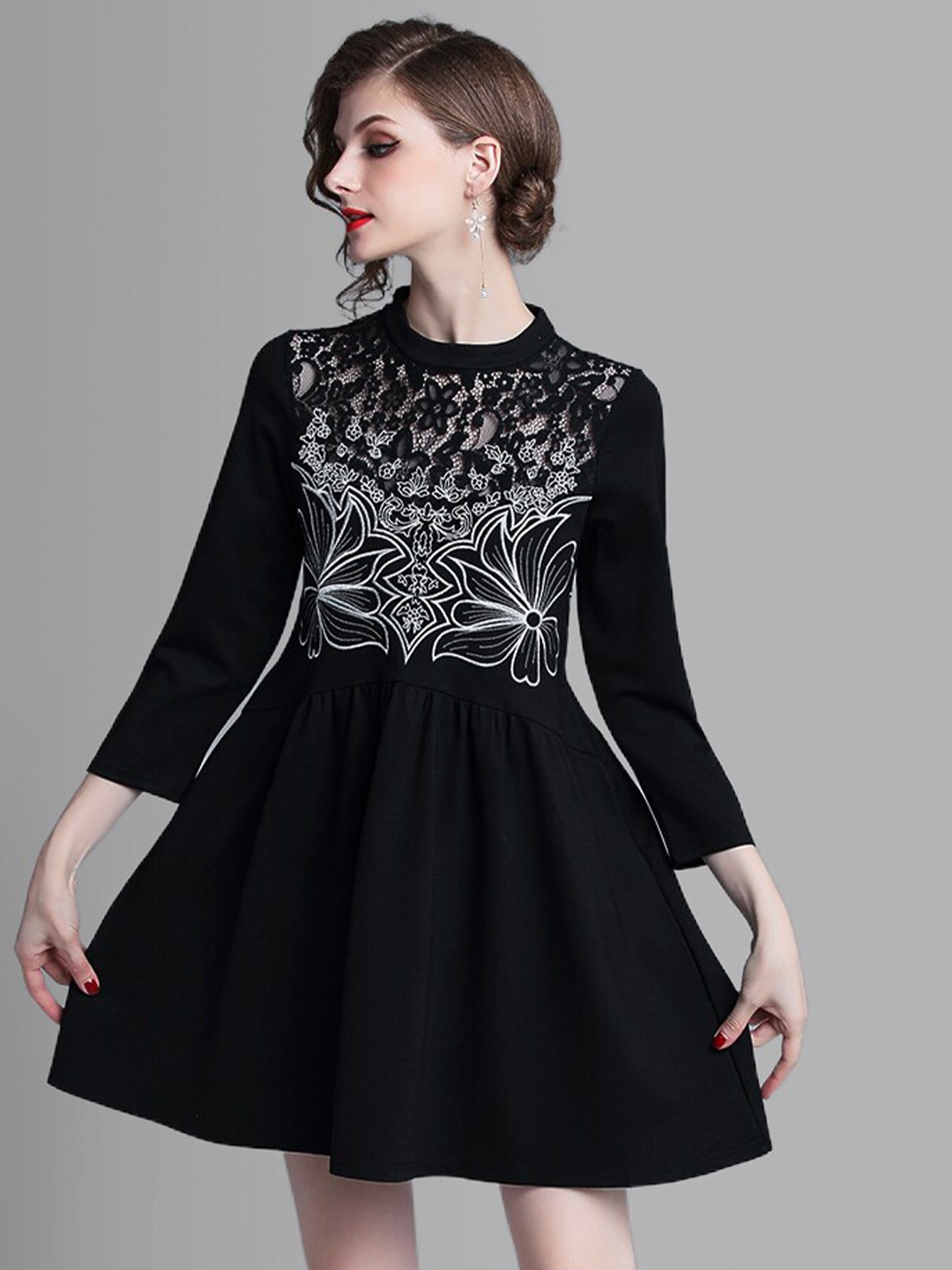 

JC Collection Women Black Fit & Flare Dress