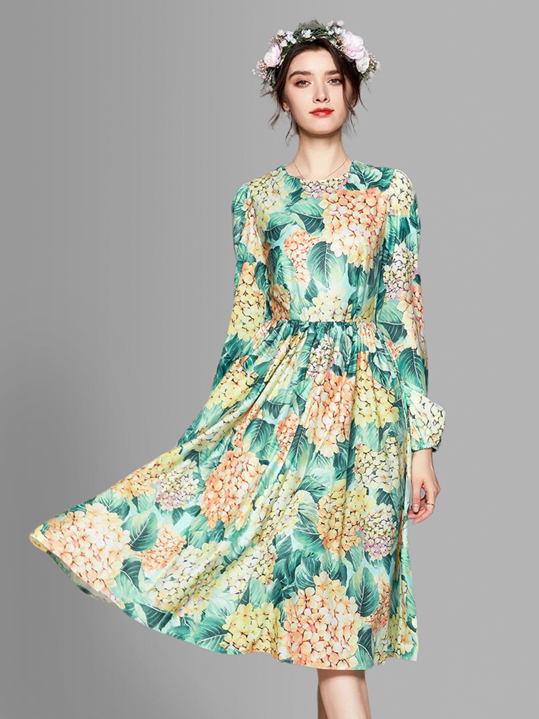

JC Collection Green Tropical Midi Dress