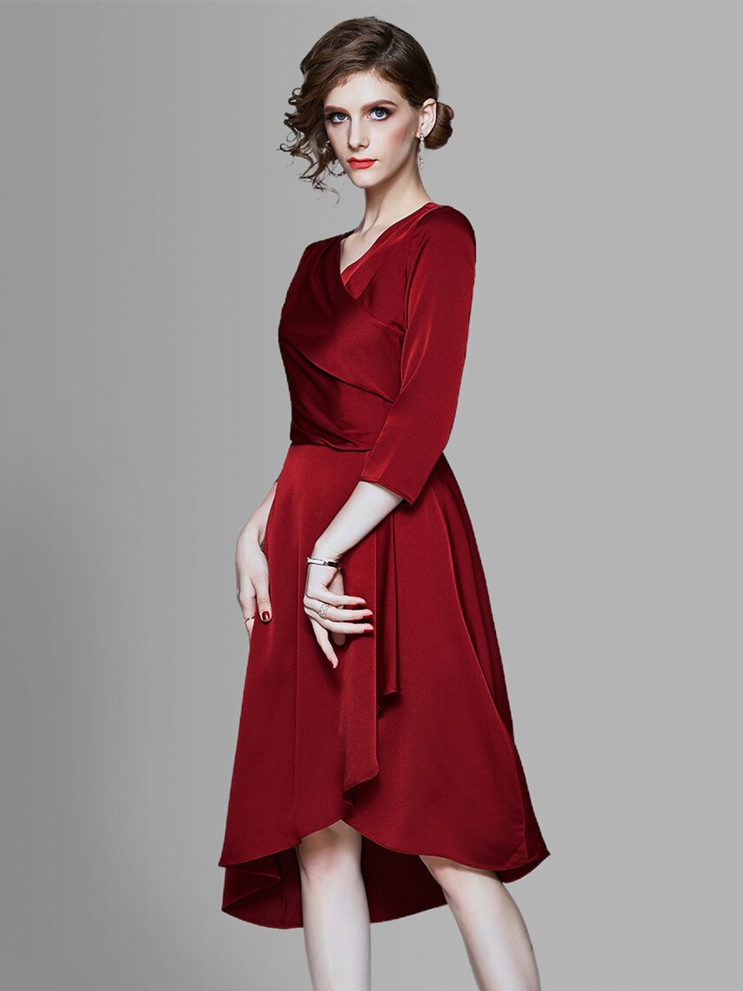 

JC Collection Women Maroon A-line Dress