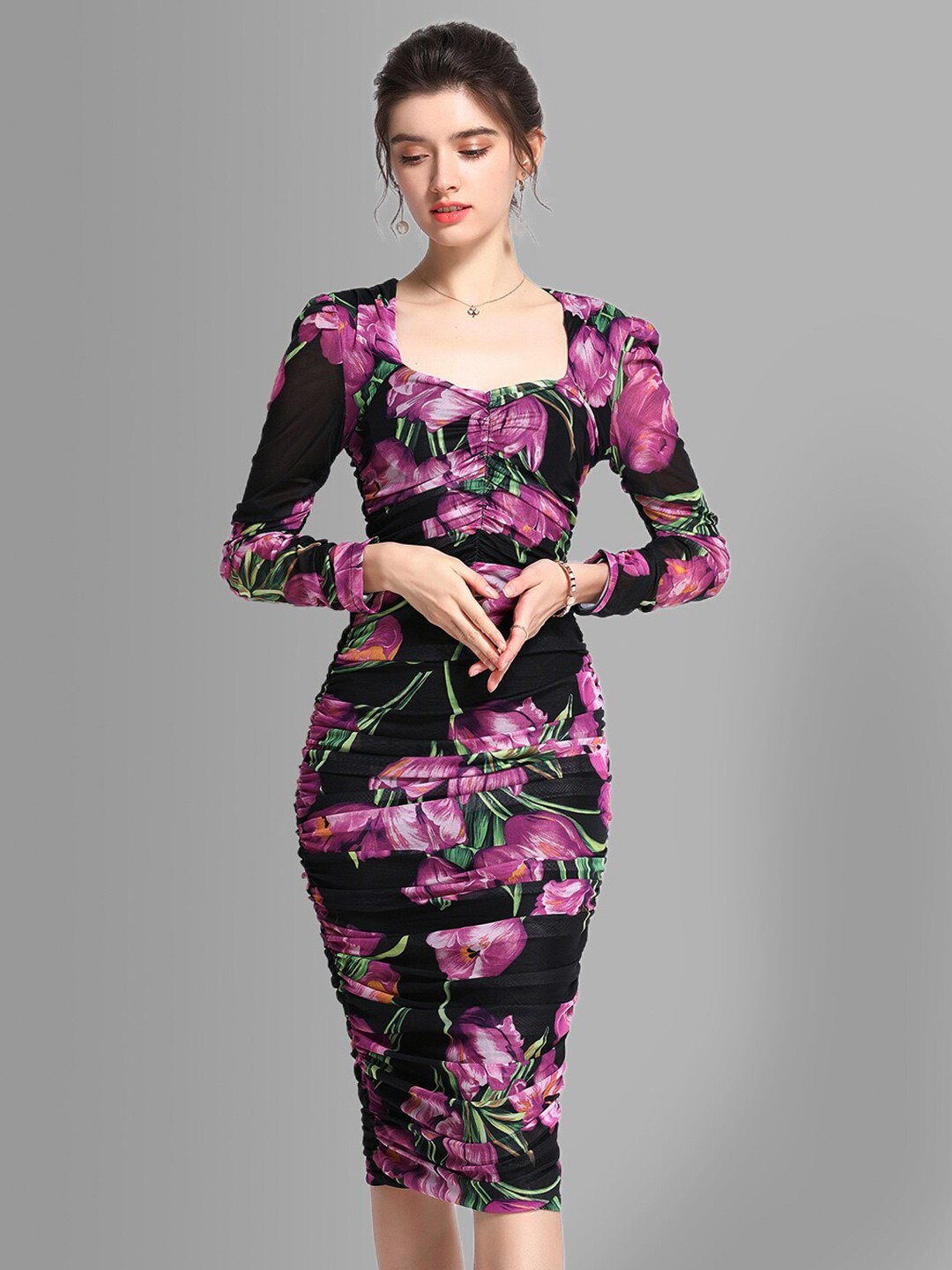 

JC Collection Black Floral Bodycon Dress