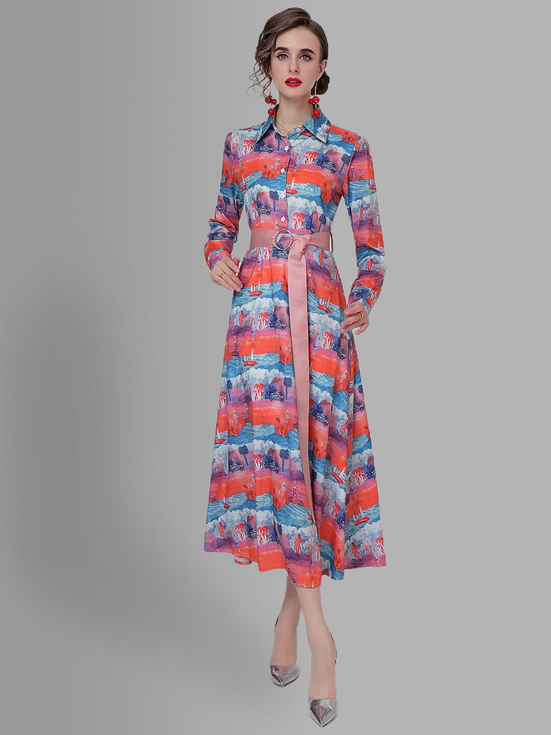 

JC Collection Pink Abstract Midi Dress