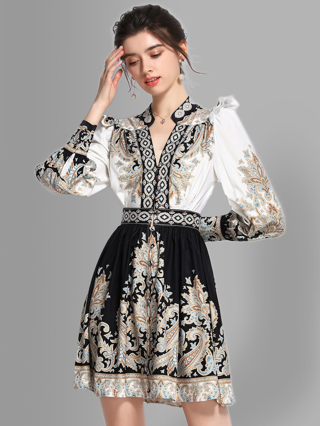 

JC Collection Women Black & White Ethnic Motifs Printed Dress