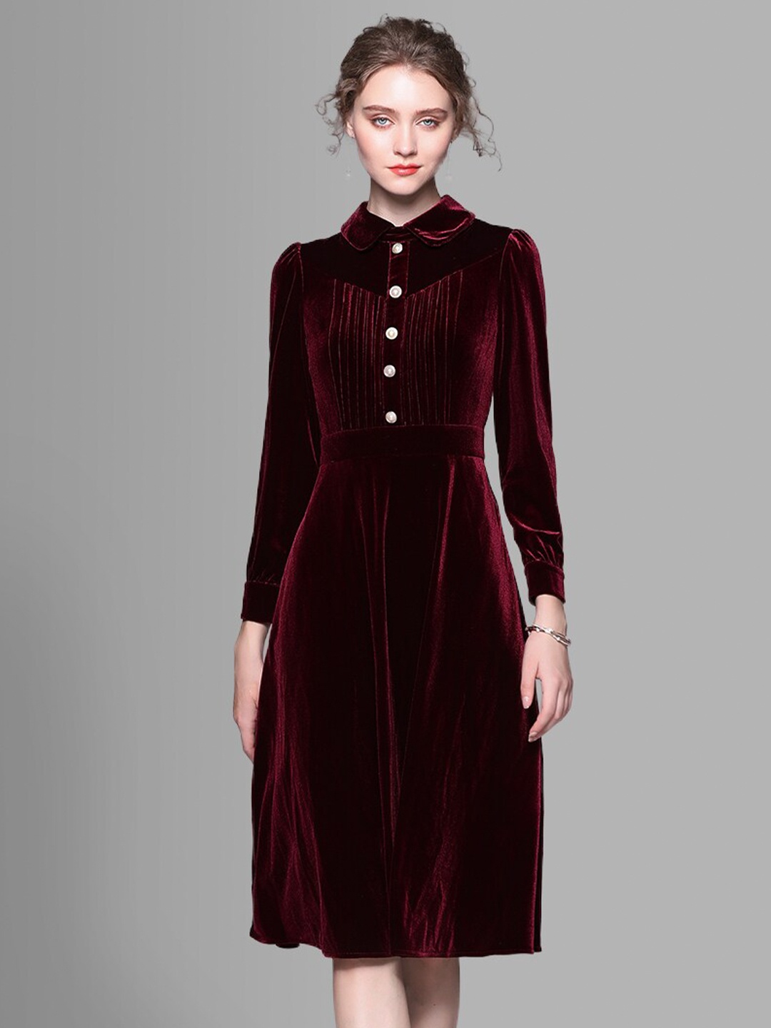

JC Collection Maroon Fit And Flare Dress
