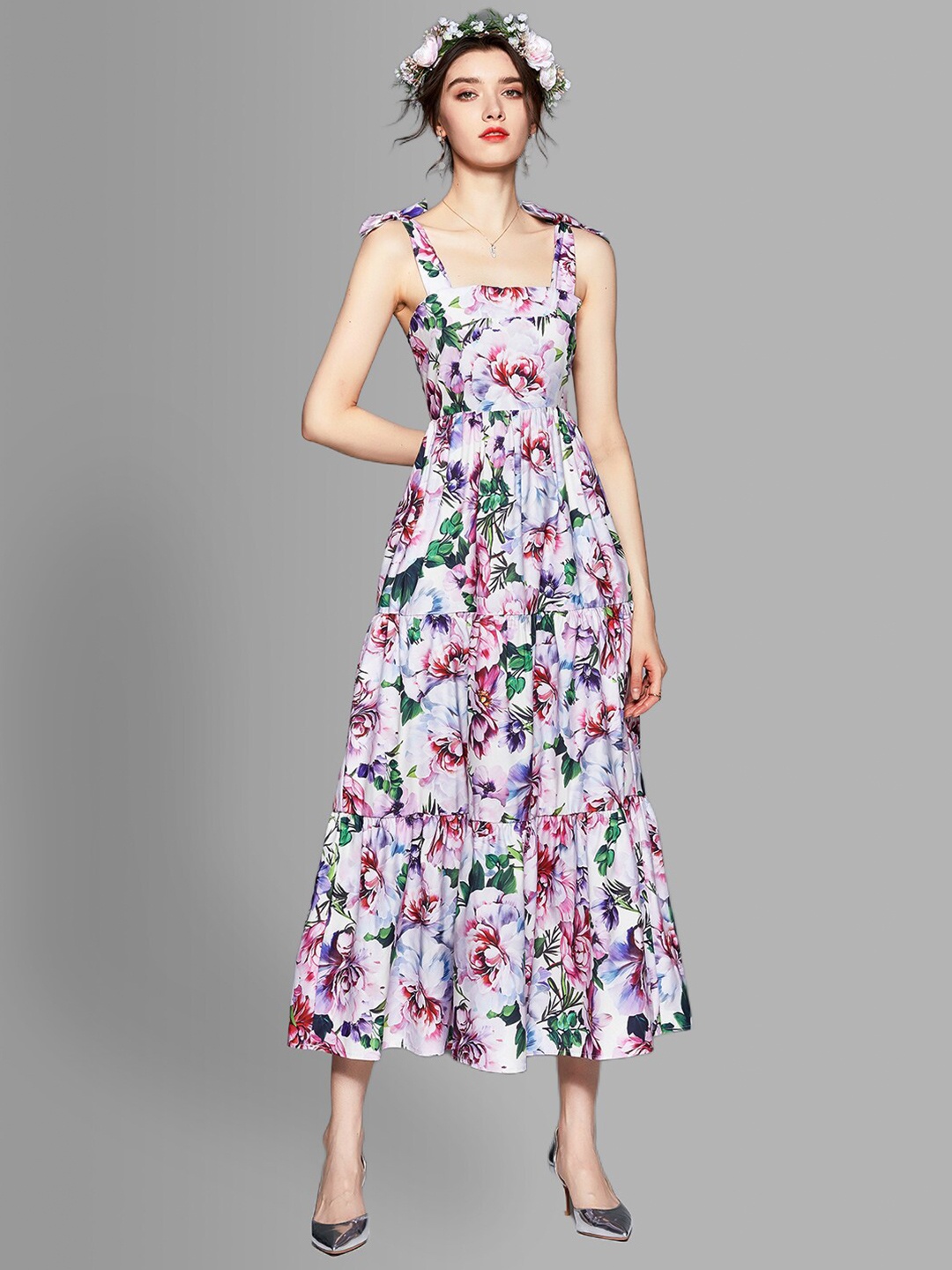 

JC Collection Women Purple & Pink Floral Printed Maxi Dress